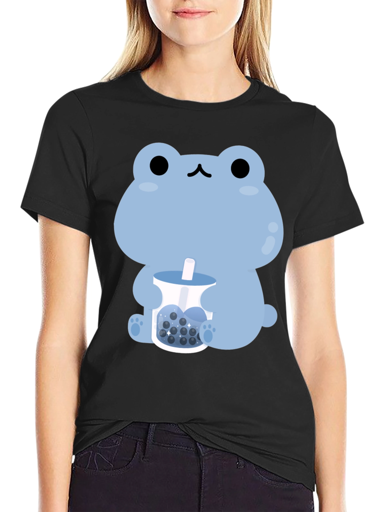 Cute Frog Bubble Tea Graphic T-Shirt