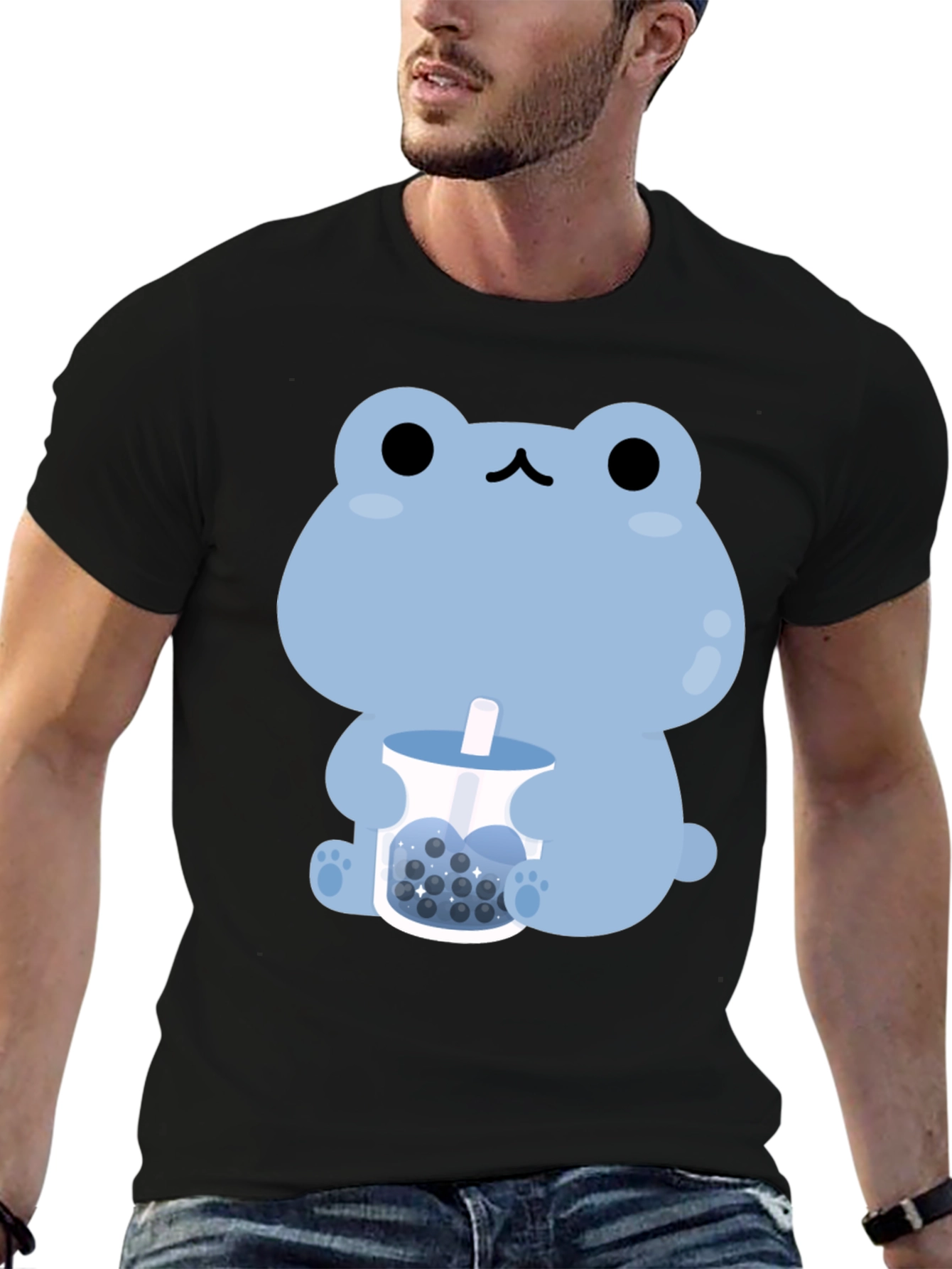 Cute Frog Bubble Tea Graphic T-Shirt