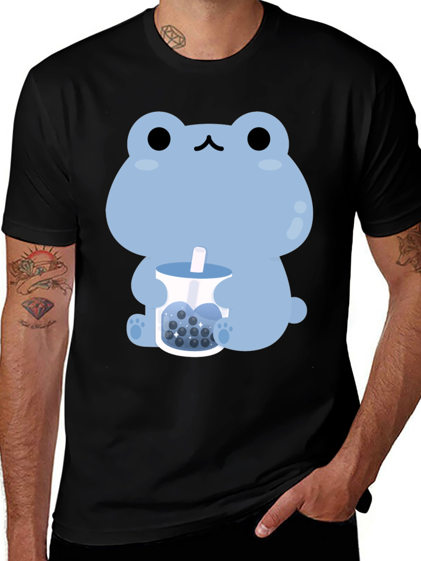 Cute Frog Bubble Tea Graphic T-Shirt