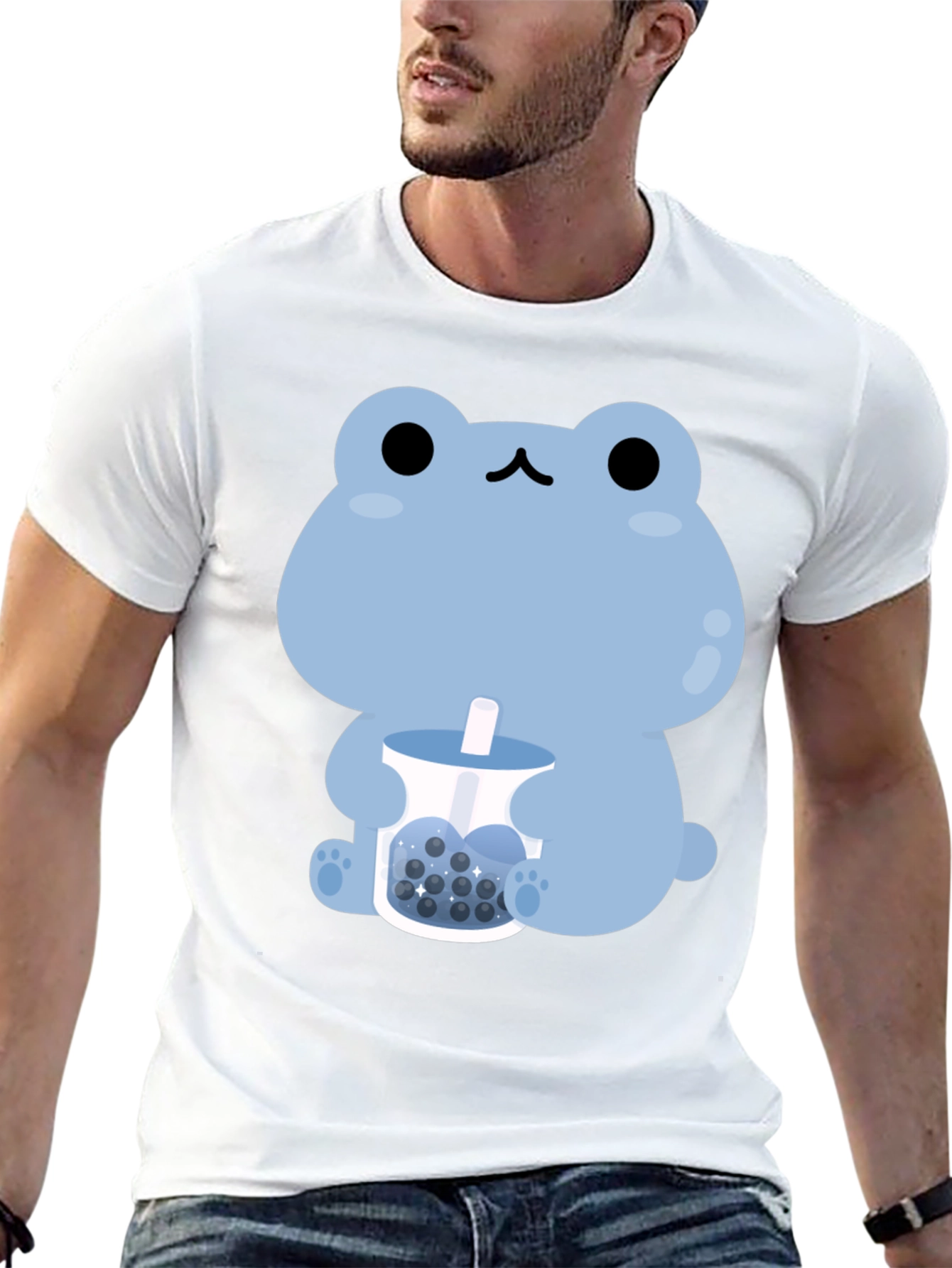 Cute Frog Bubble Tea Graphic T-Shirt