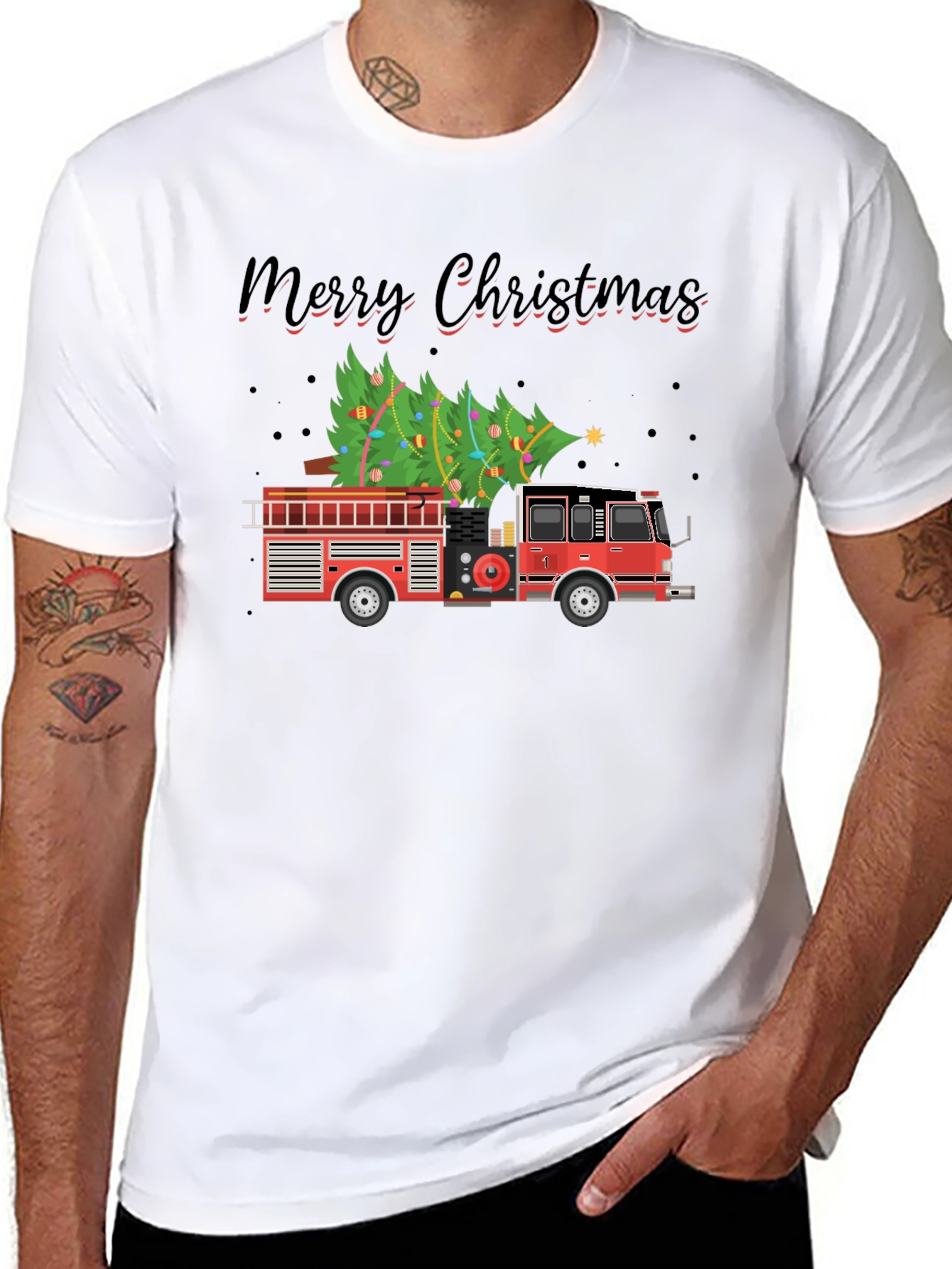Firetruck Christmas Tree T-Shirt