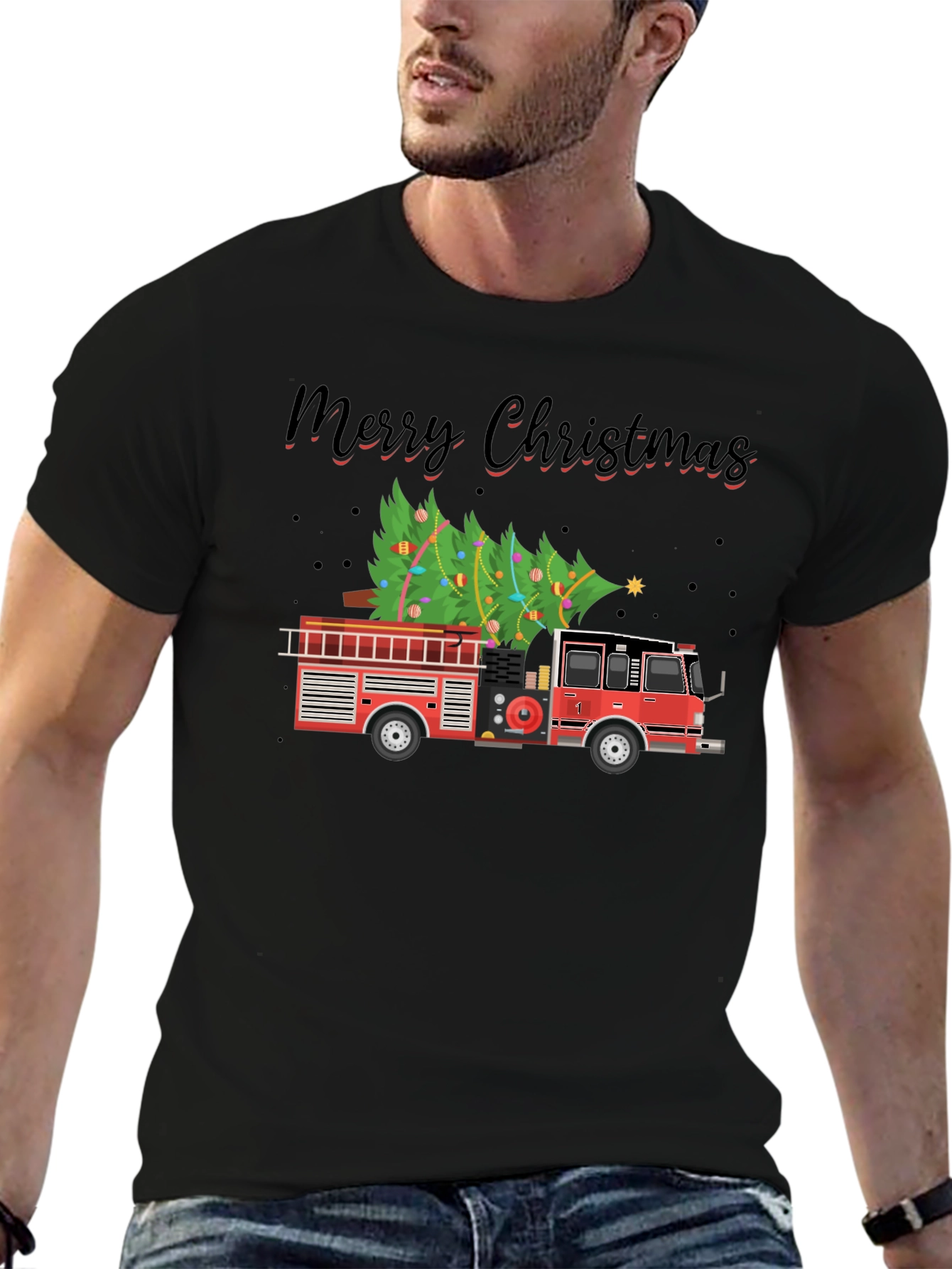 Firetruck Christmas Tree T-Shirt