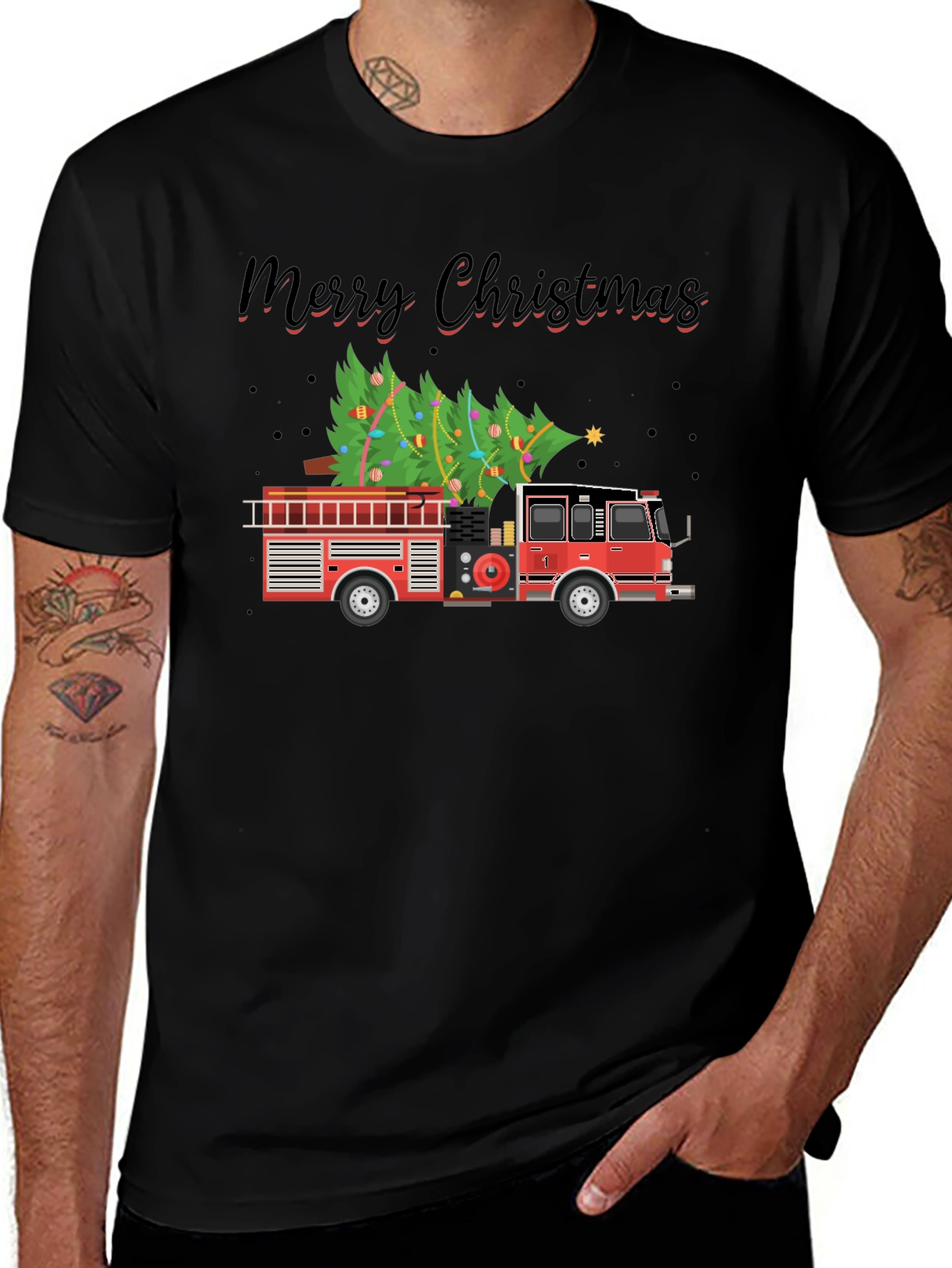 Firetruck Christmas Tree T-Shirt
