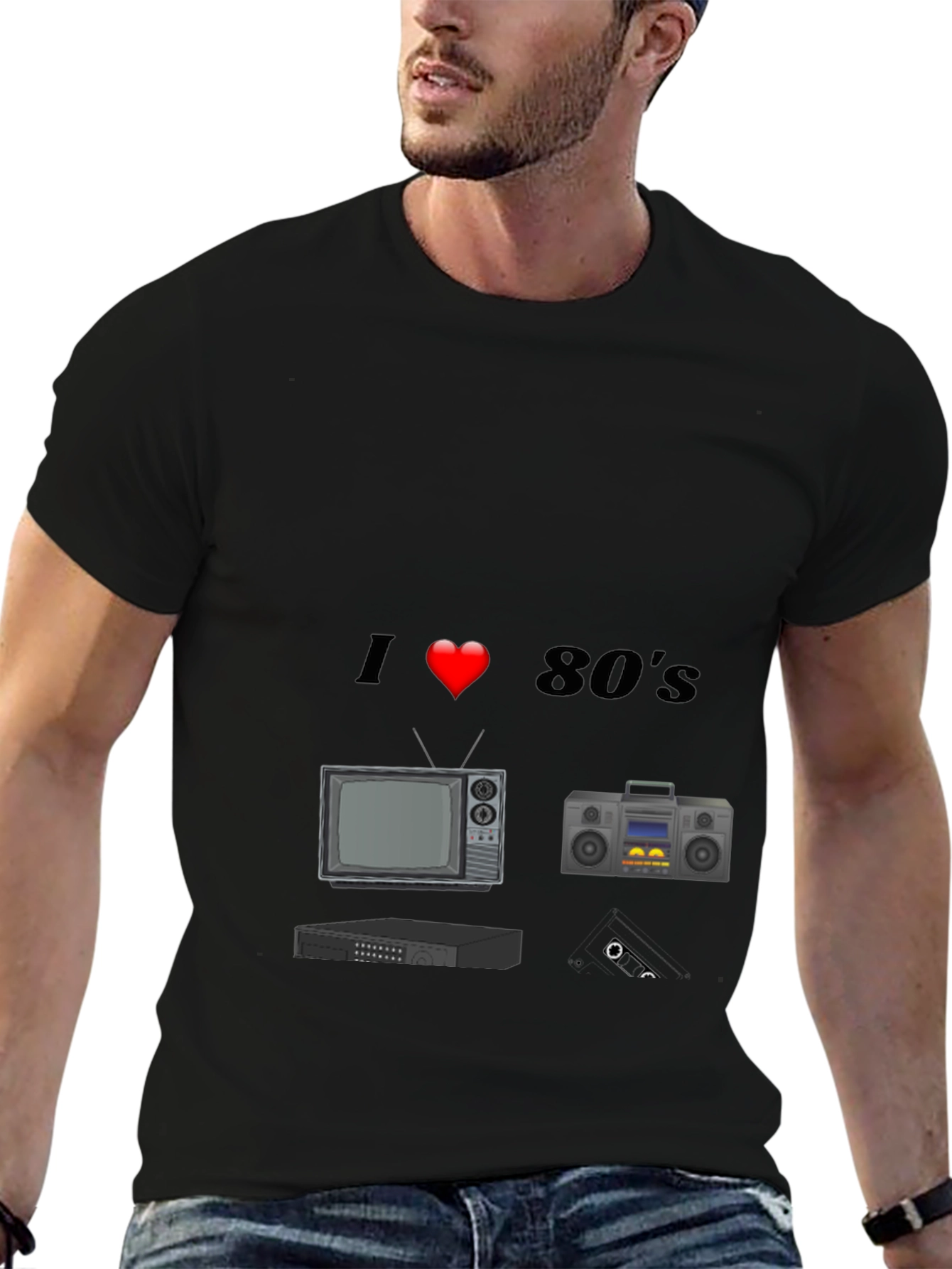 I Love 80s T-Shirt Retro TV Cassette Player