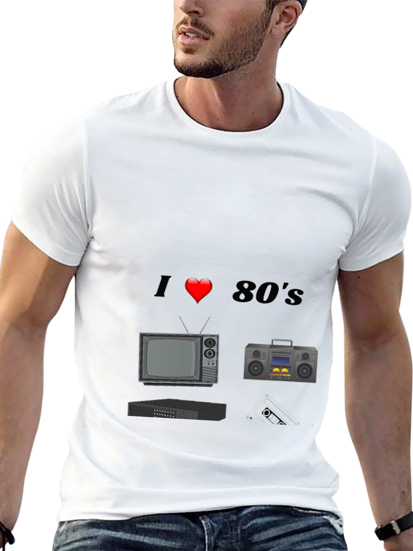I Love 80s T-Shirt Retro TV Cassette Player