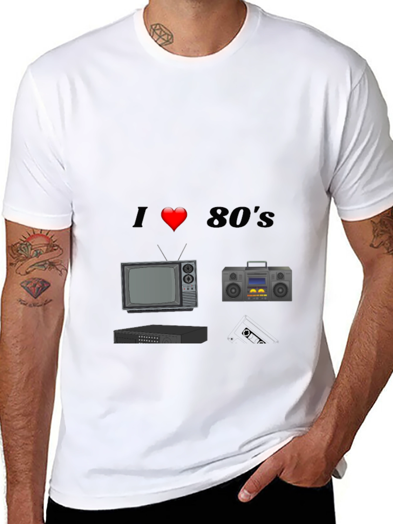 I Love 80s T-Shirt Retro TV Cassette Player