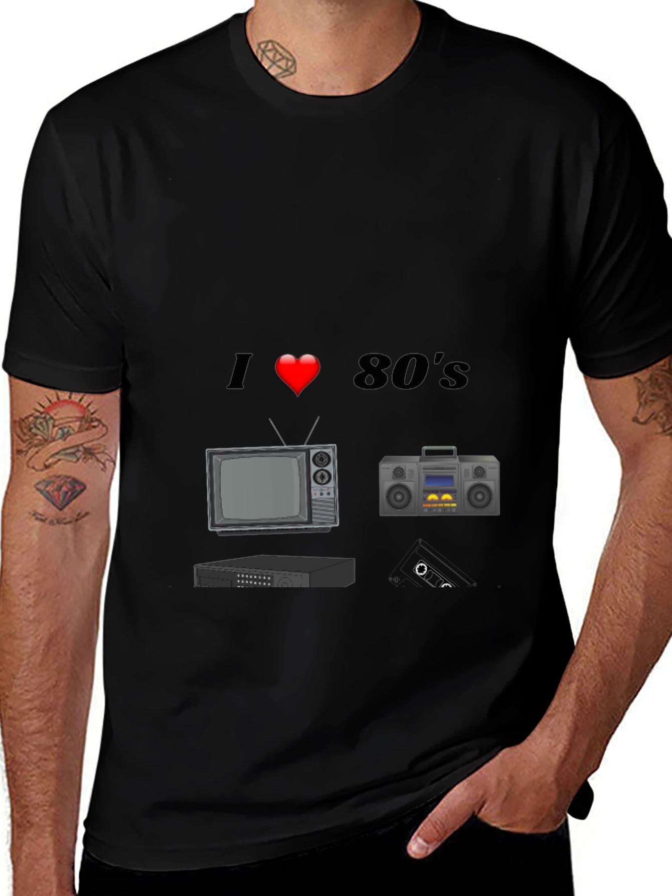 I Love 80s T-Shirt Retro TV Cassette Player