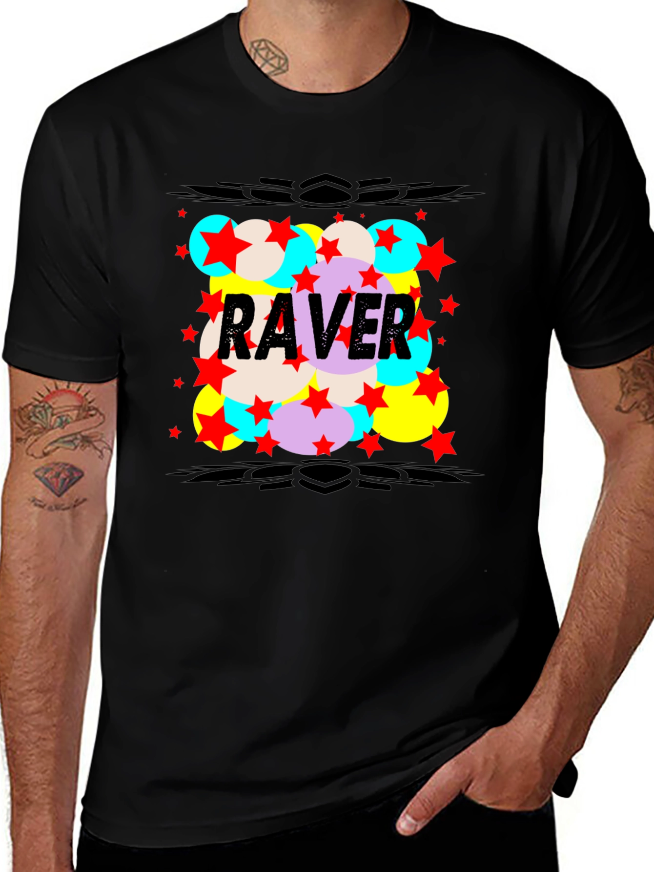 Raver Graphic Print Black T-Shirt