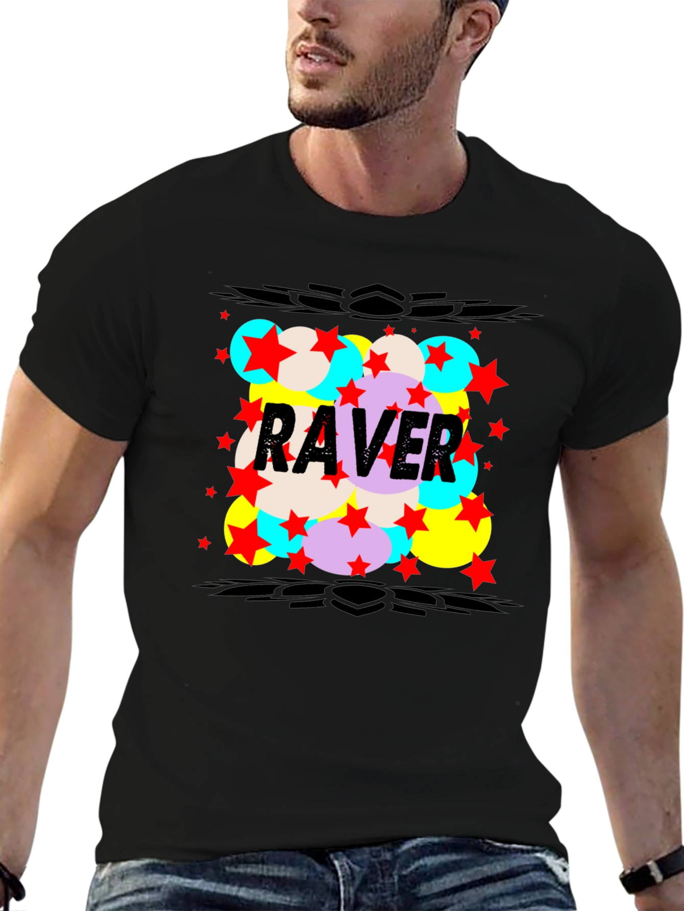 Raver Graphic Print Black T-Shirt