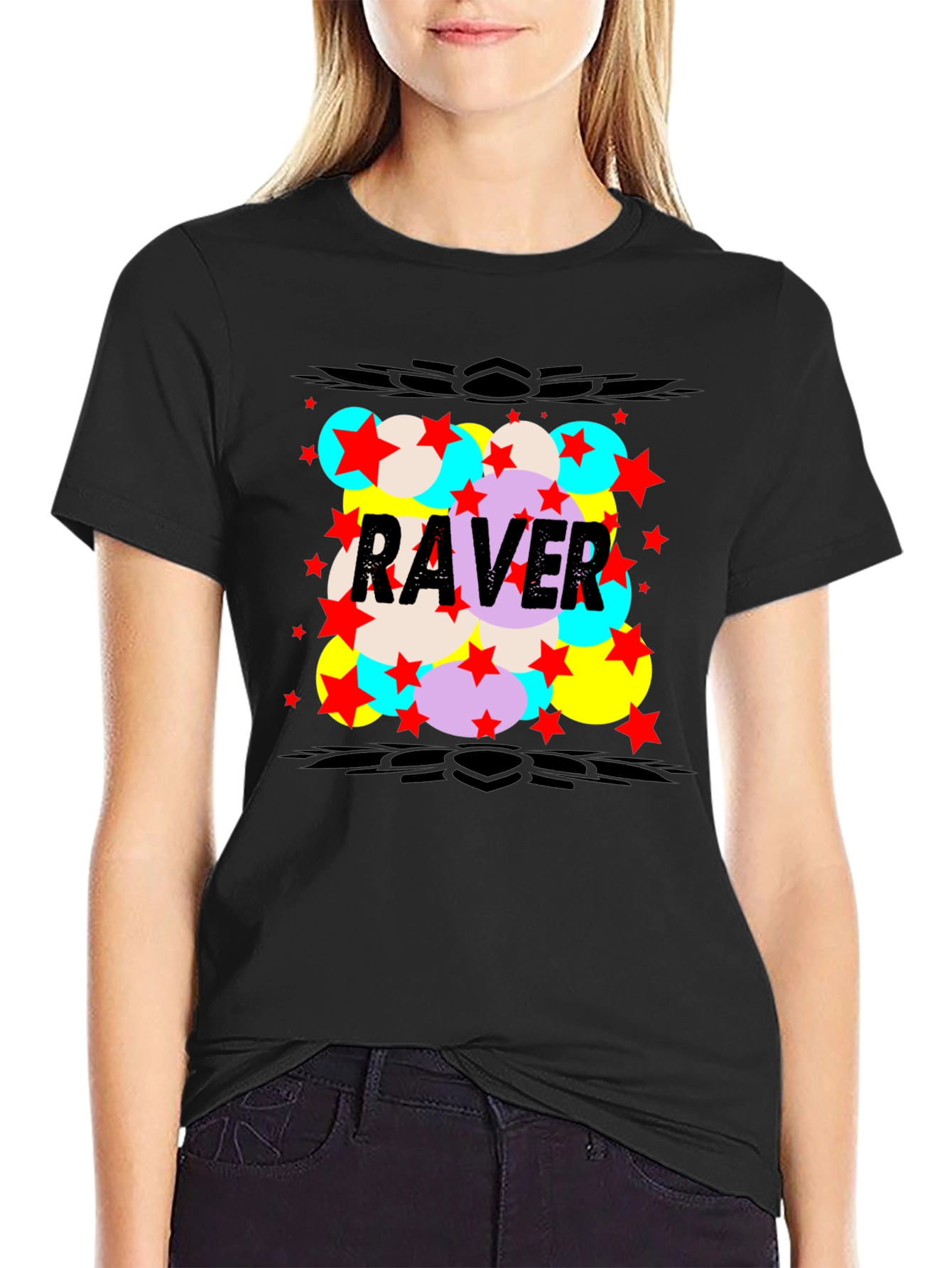 Raver Graphic Print Black T-Shirt