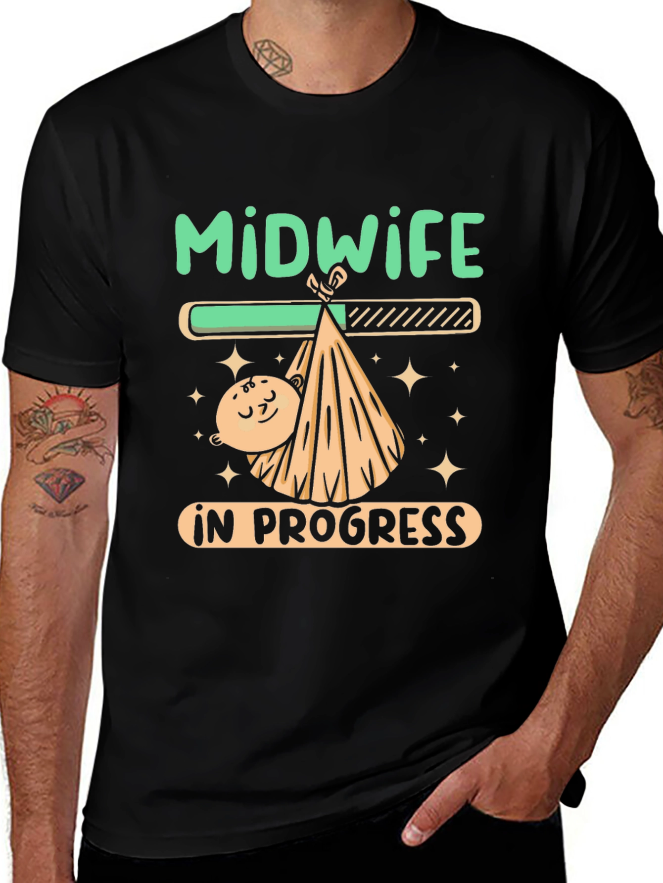 Midwife In Progress Funny Graphic T-Shirt