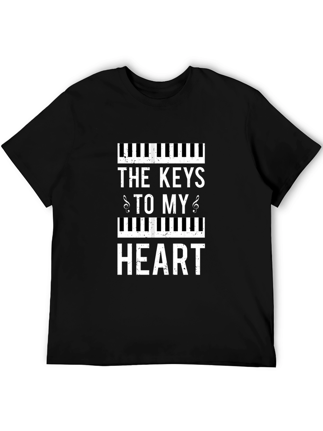 Piano Keys to My Heart Graphic Black T-Shirt