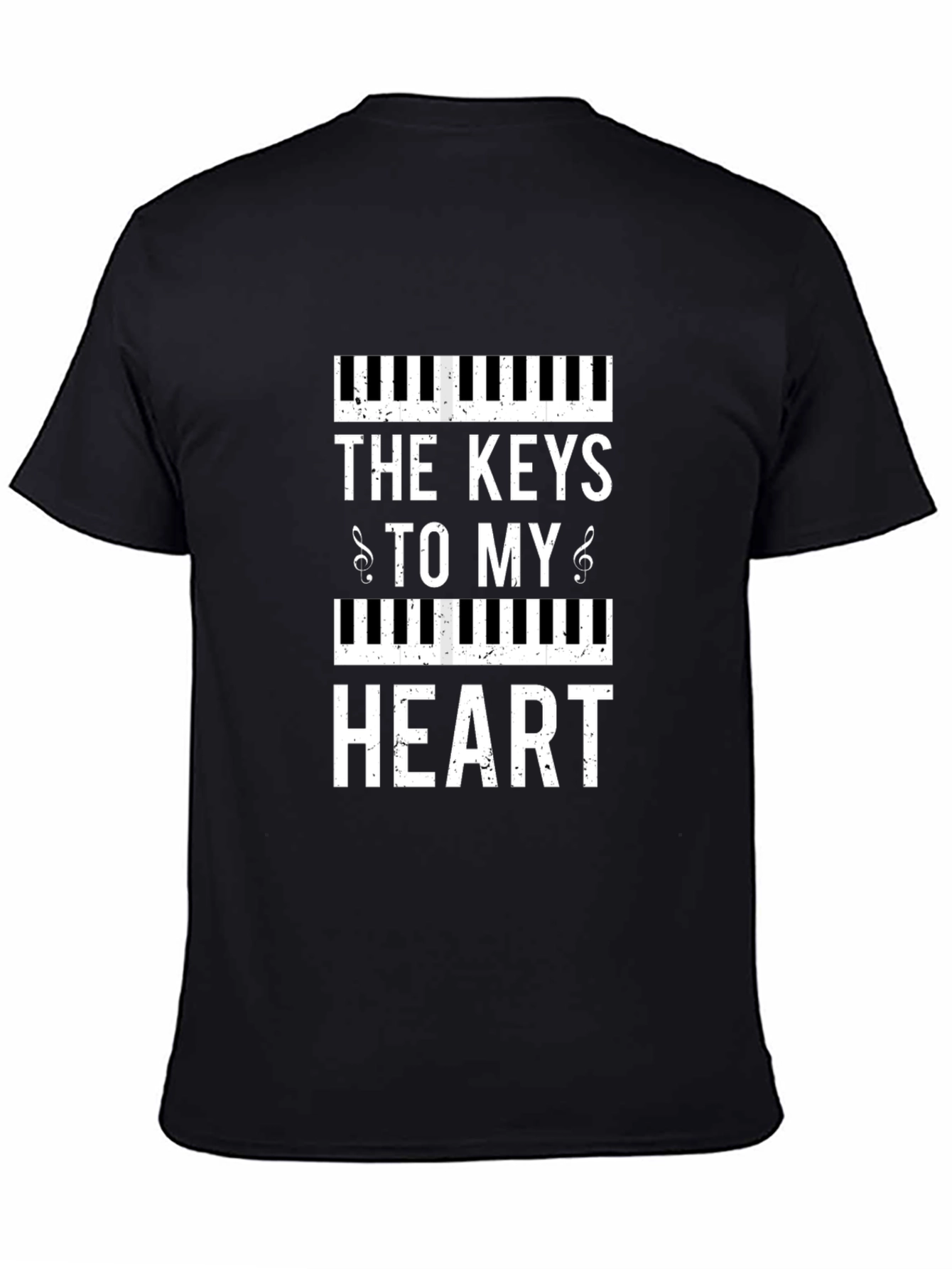 Piano Keys to My Heart Graphic Black T-Shirt