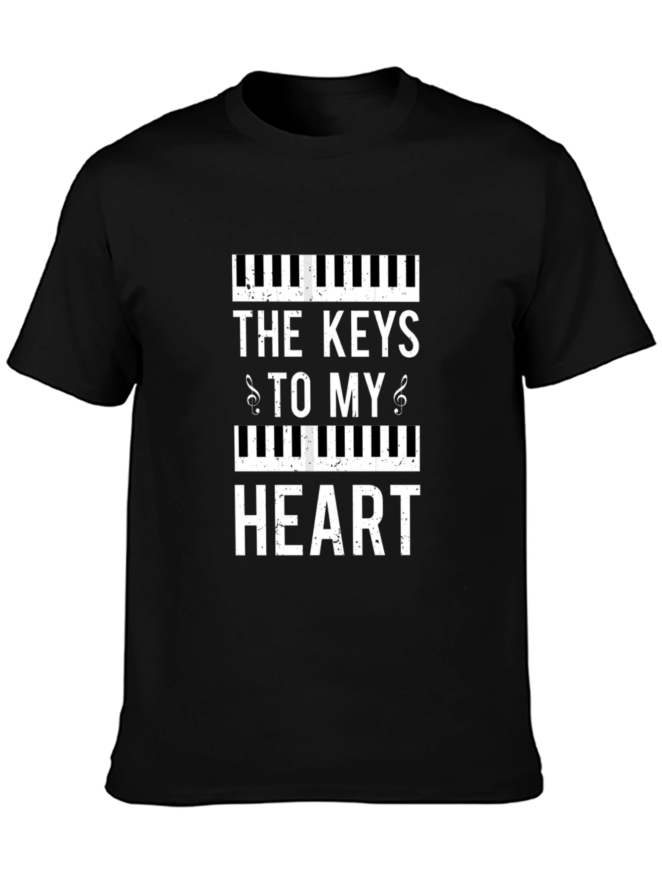 Piano Keys to My Heart Graphic Black T-Shirt