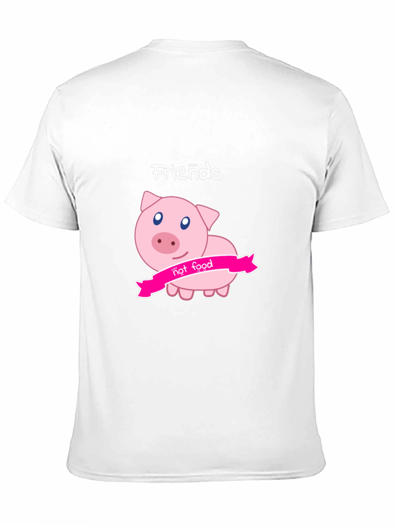 Friends Not Food Pig Graphic Black T-Shirt
