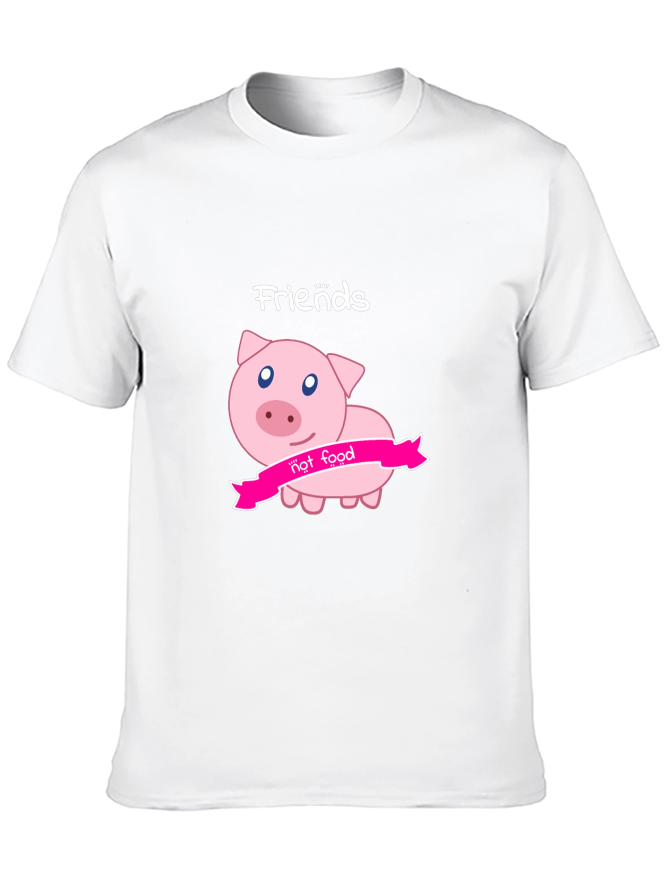 Friends Not Food Pig Graphic Black T-Shirt