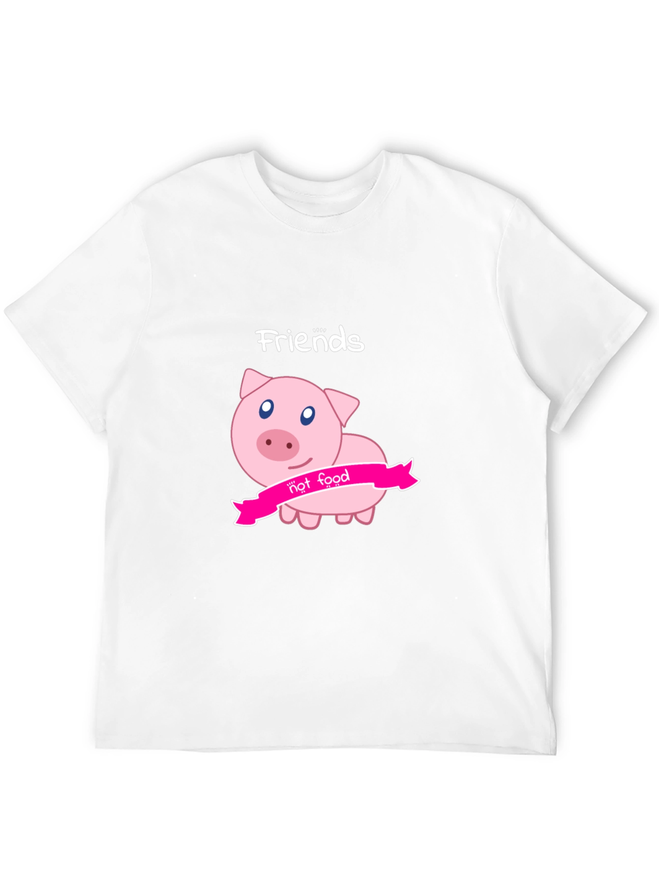 Friends Not Food Pig Graphic Black T-Shirt