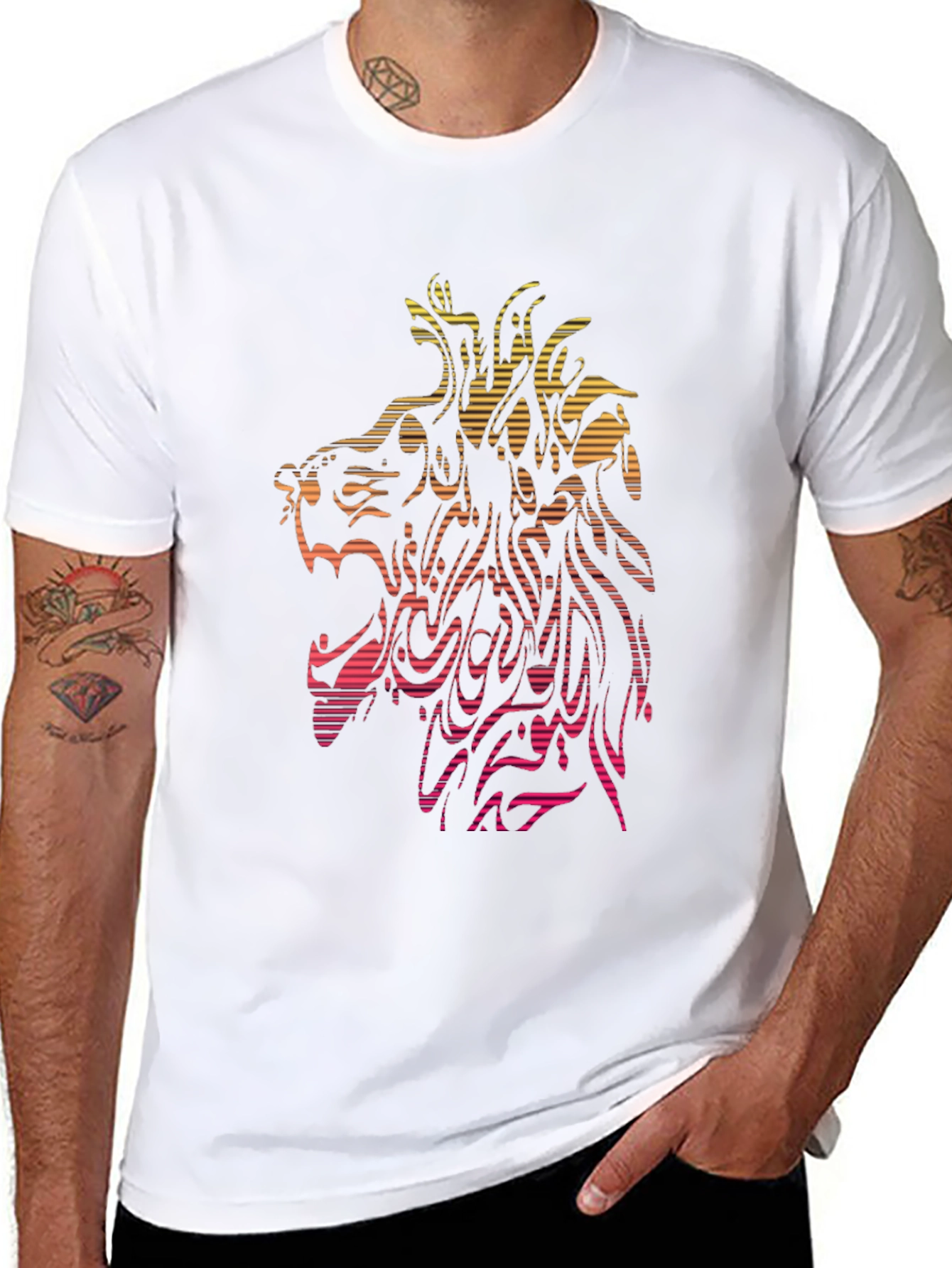 Lion Graphic Tee - Abstract Design