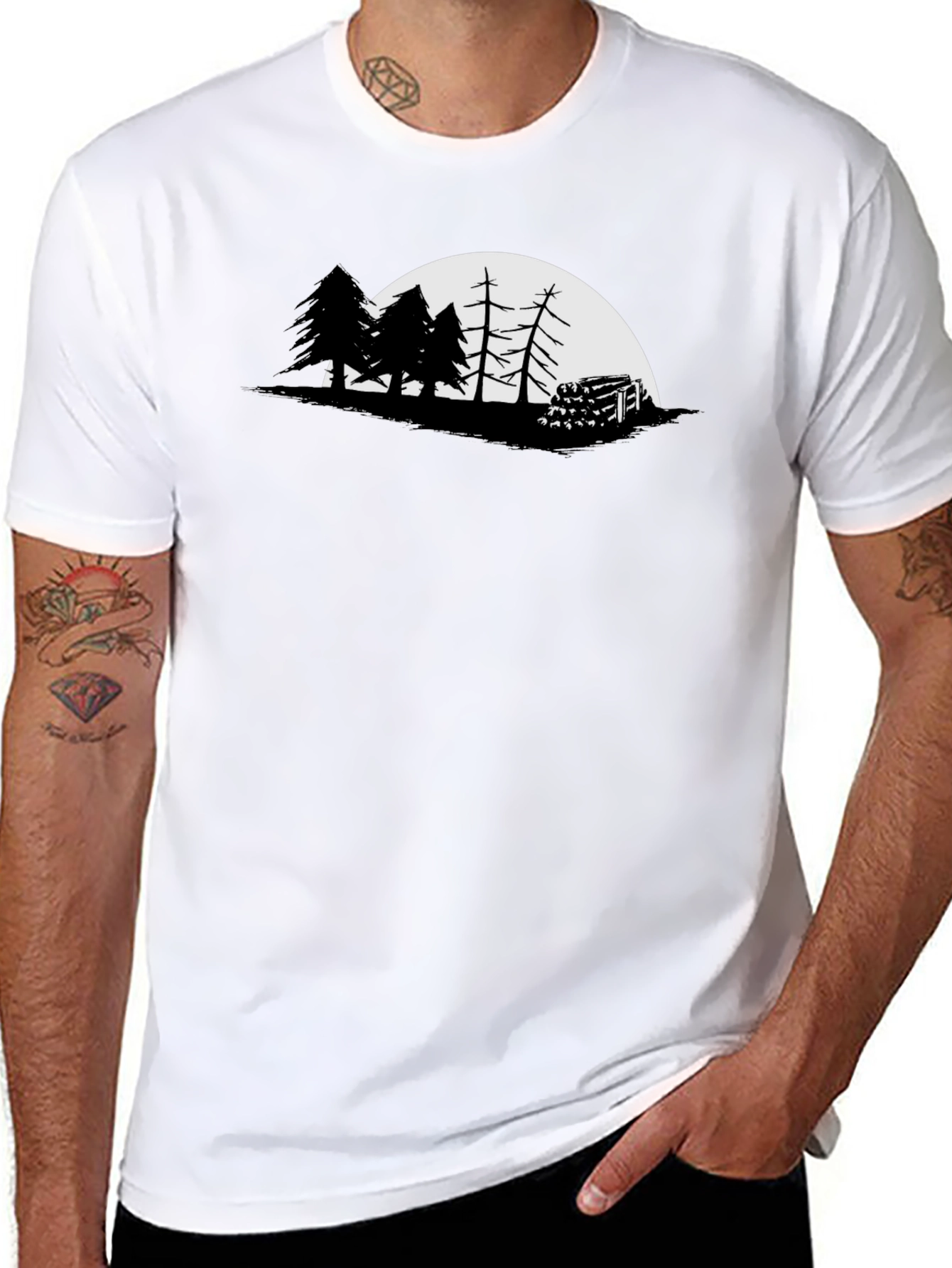 Nature Silhouette Graphic Tee - Mens Black T-Shirt