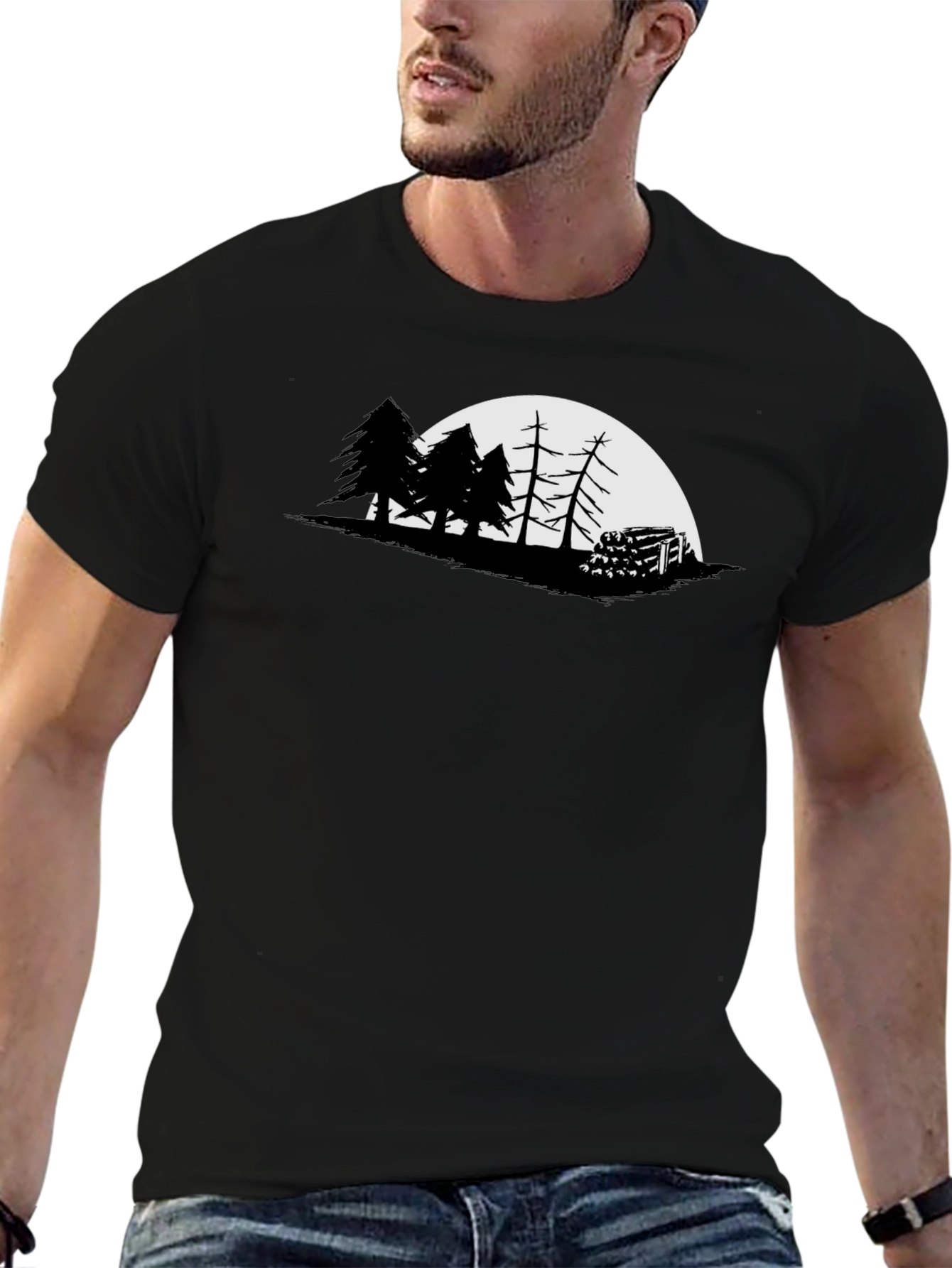 Nature Silhouette Graphic Tee - Mens Black T-Shirt