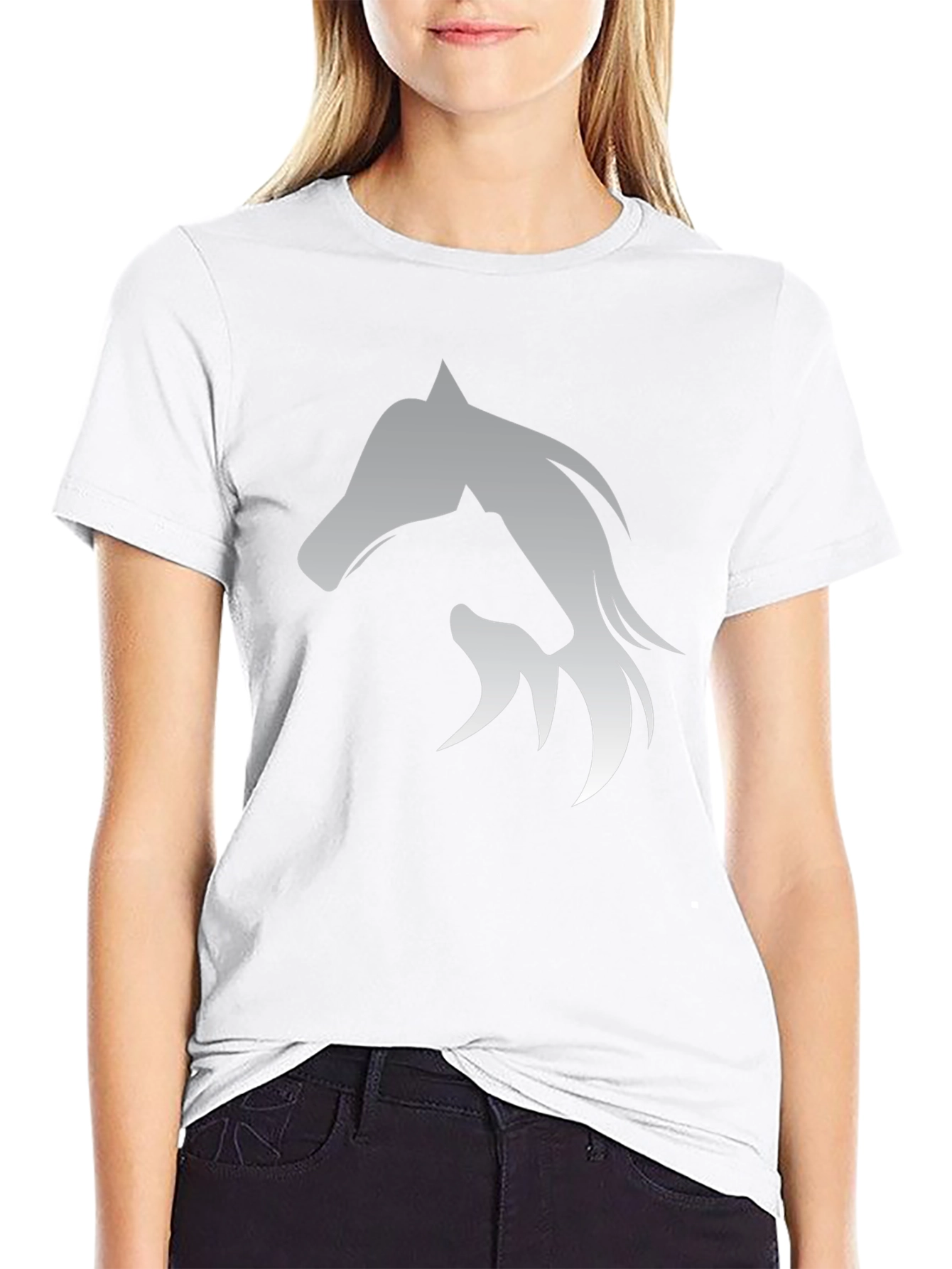 Horse Silhouette Graphic Black T-Shirt