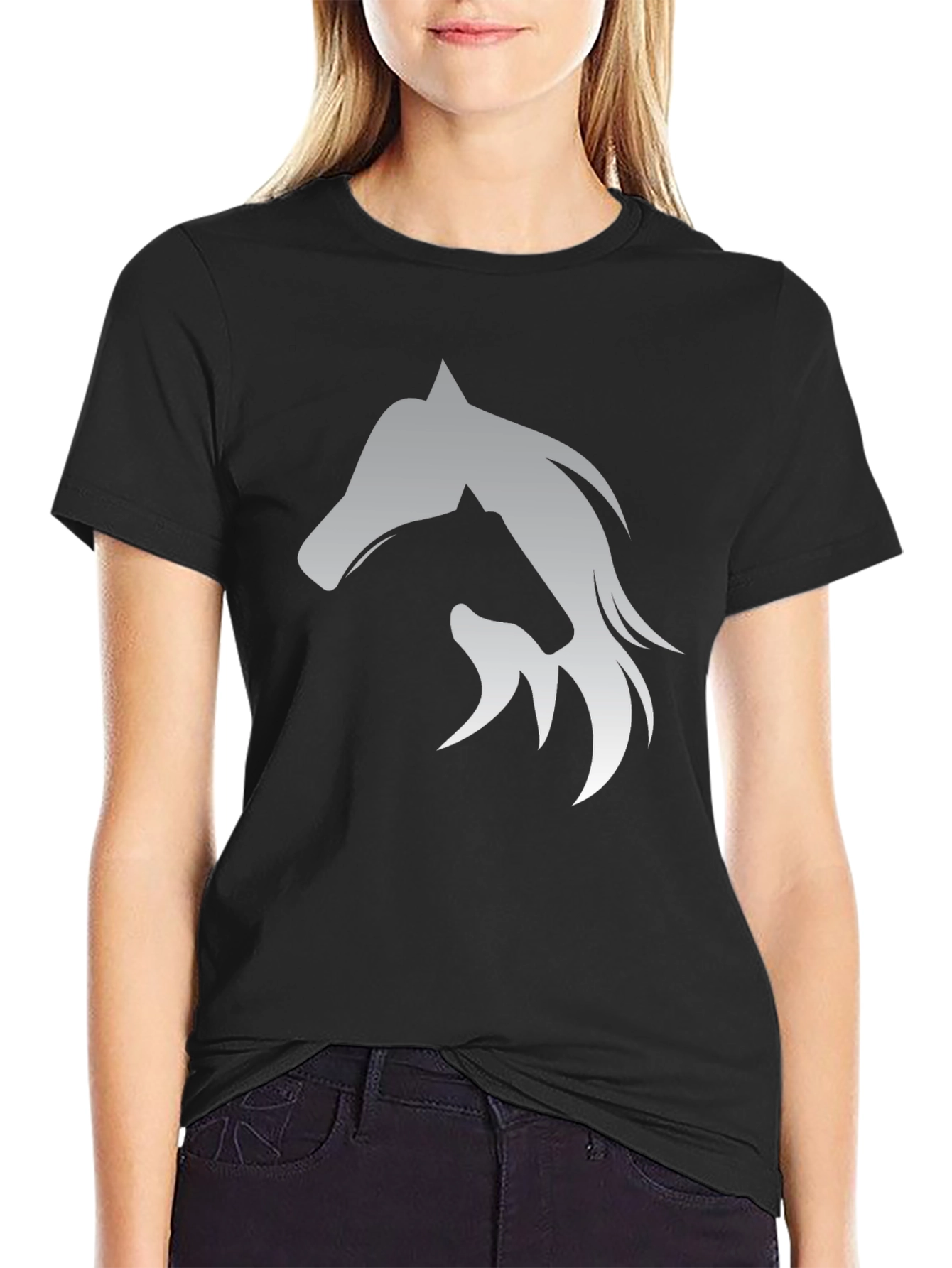Horse Silhouette Graphic Black T-Shirt