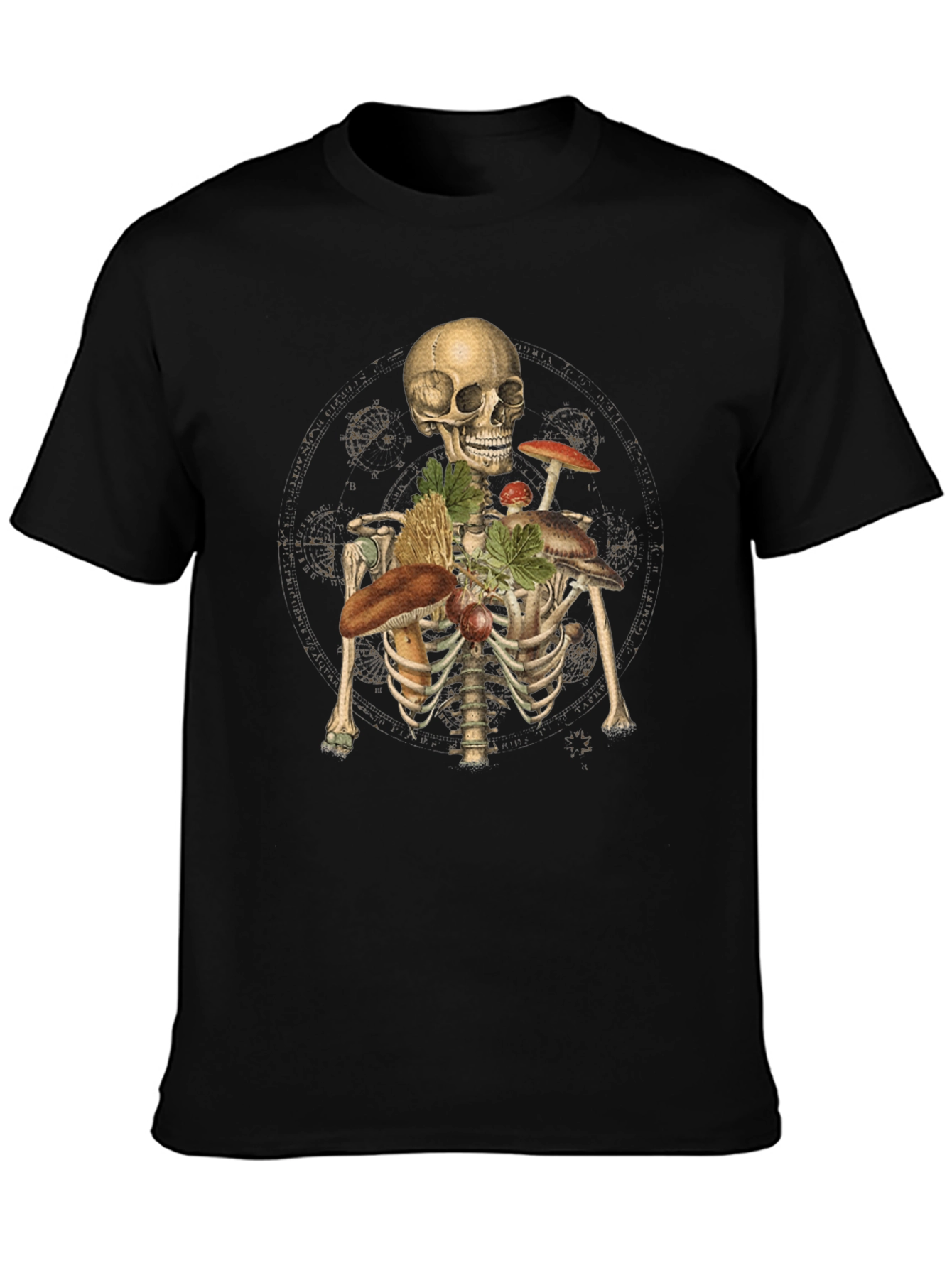 Skeleton & Mushroom T-Shirt - Unisex Graphic Tee