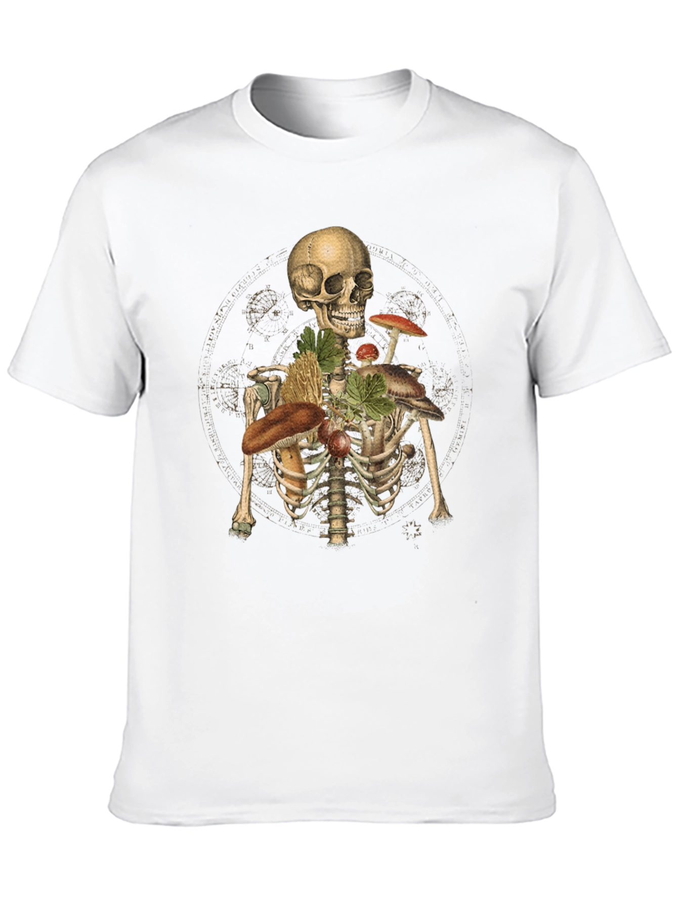 Skeleton & Mushroom T-Shirt - Unisex Graphic Tee