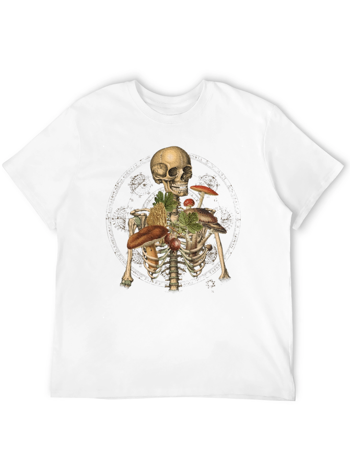 Skeleton & Mushroom T-Shirt - Unisex Graphic Tee