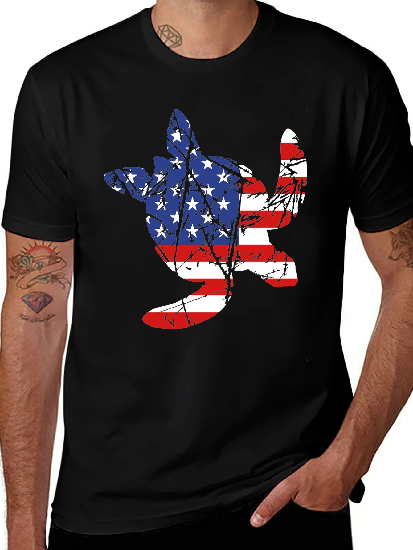 American Flag Turtle T-Shirt - Patriotic USA Tee
