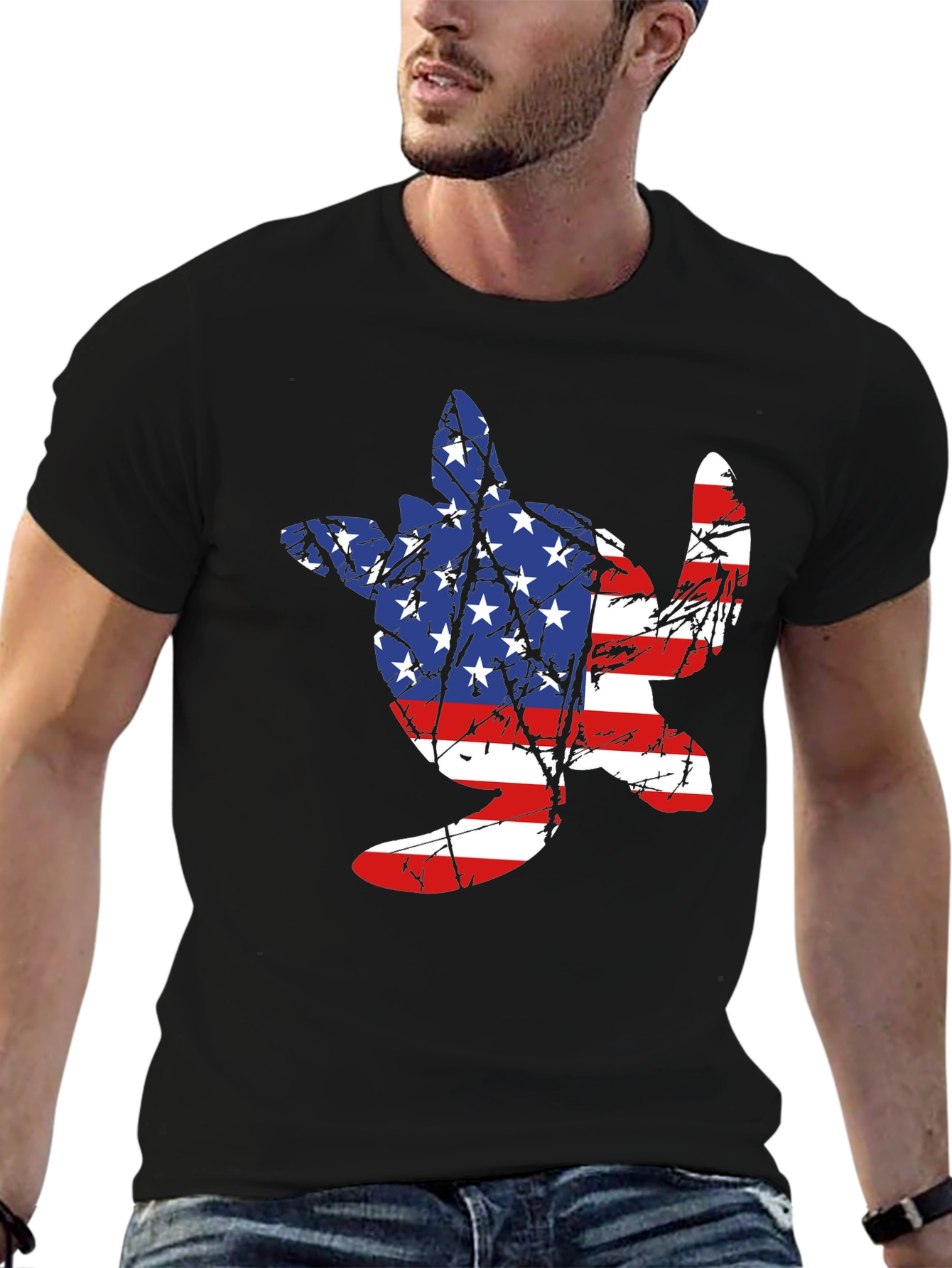 American Flag Turtle T-Shirt - Patriotic USA Tee