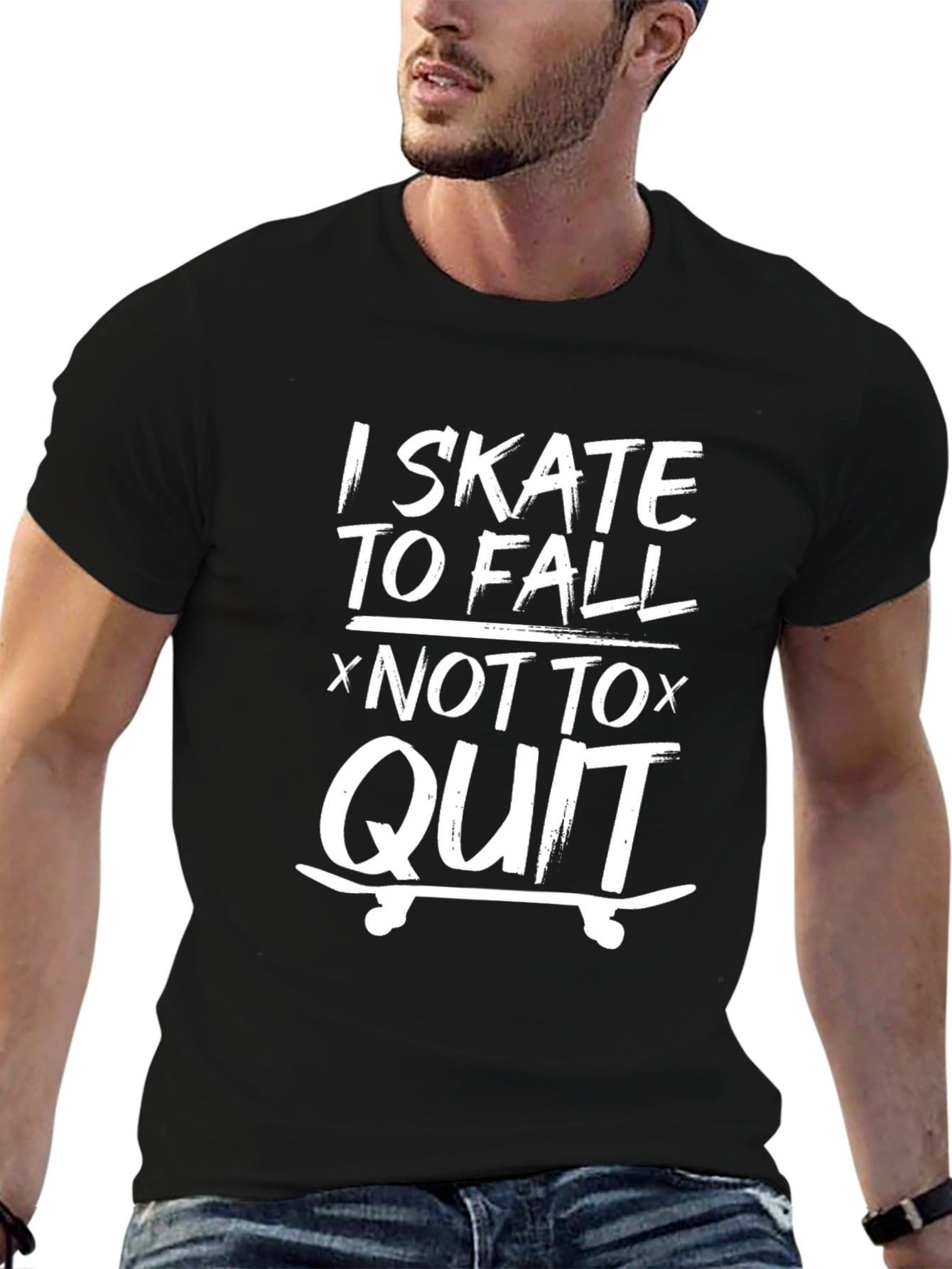 Skate to Fall Graphic Tee - Black Cotton T-Shirt