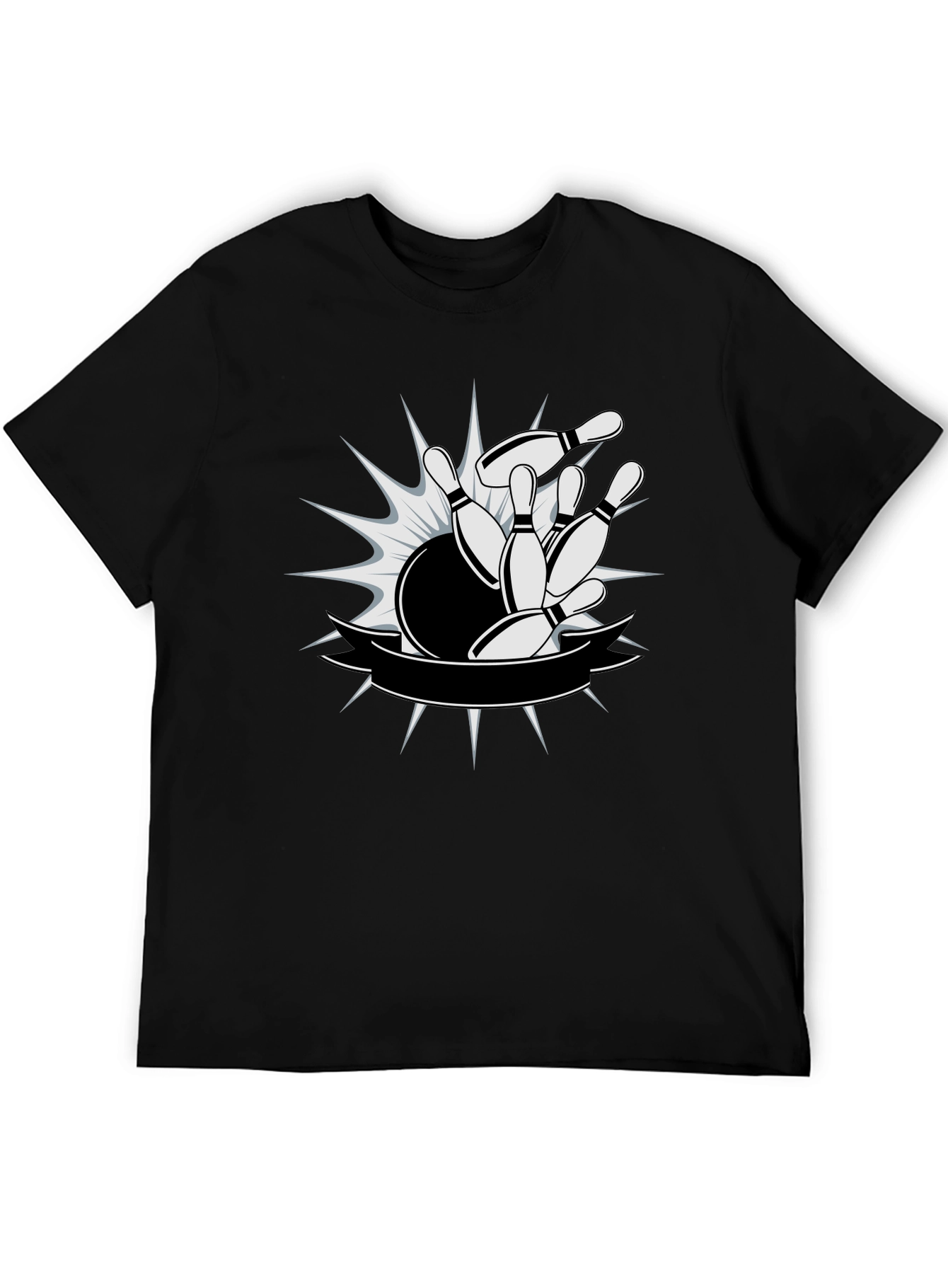 Bowling Strike Graphic T-Shirt - Mens Black Tee