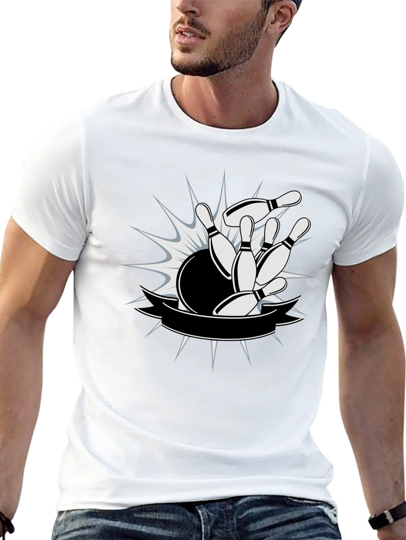 Bowling Strike Graphic T-Shirt - Mens Black Tee