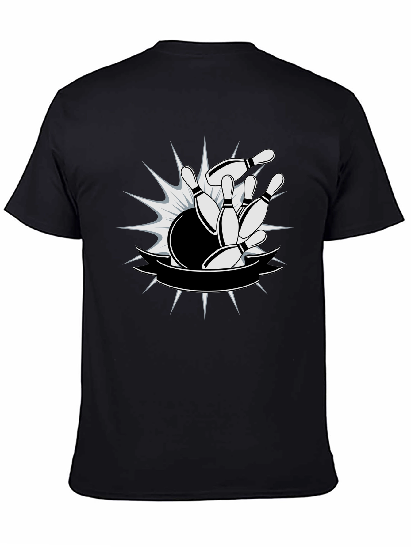 Bowling Strike Graphic T-Shirt - Mens Black Tee