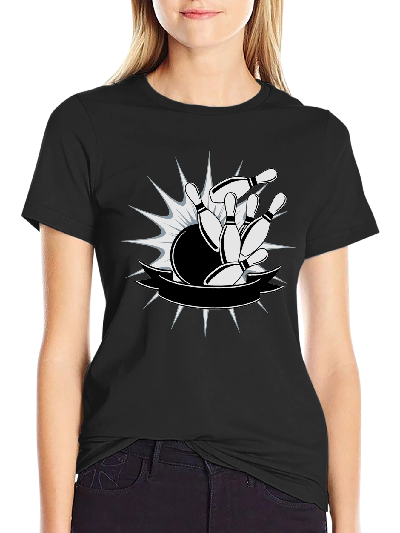 Bowling Strike Graphic T-Shirt - Mens Black Tee
