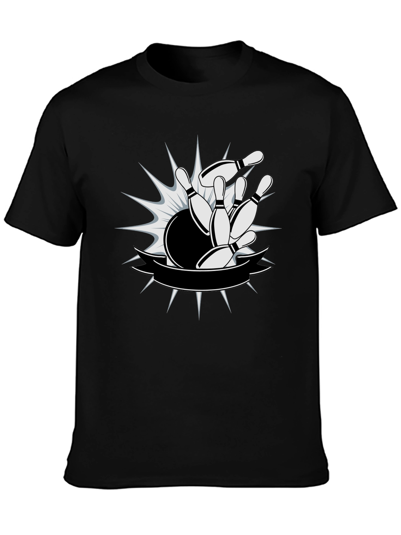 Bowling Strike Graphic T-Shirt - Mens Black Tee