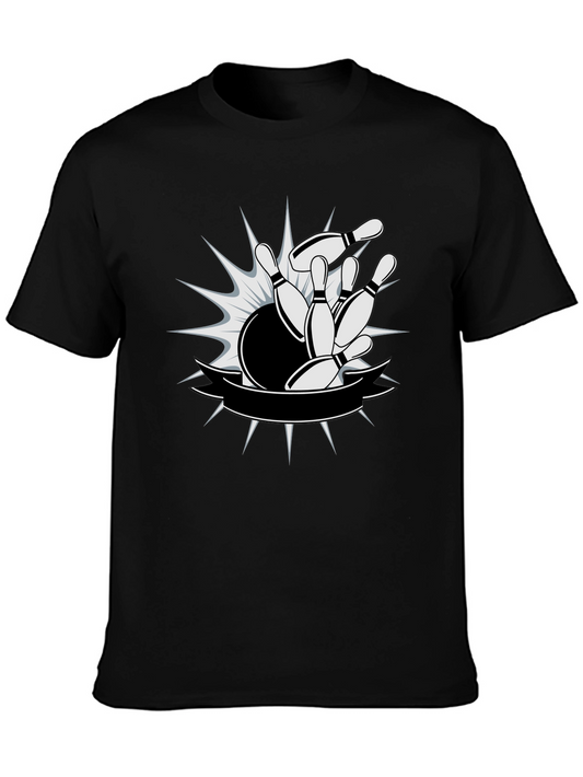 Bowling Strike Graphic T-Shirt - Mens Black Tee