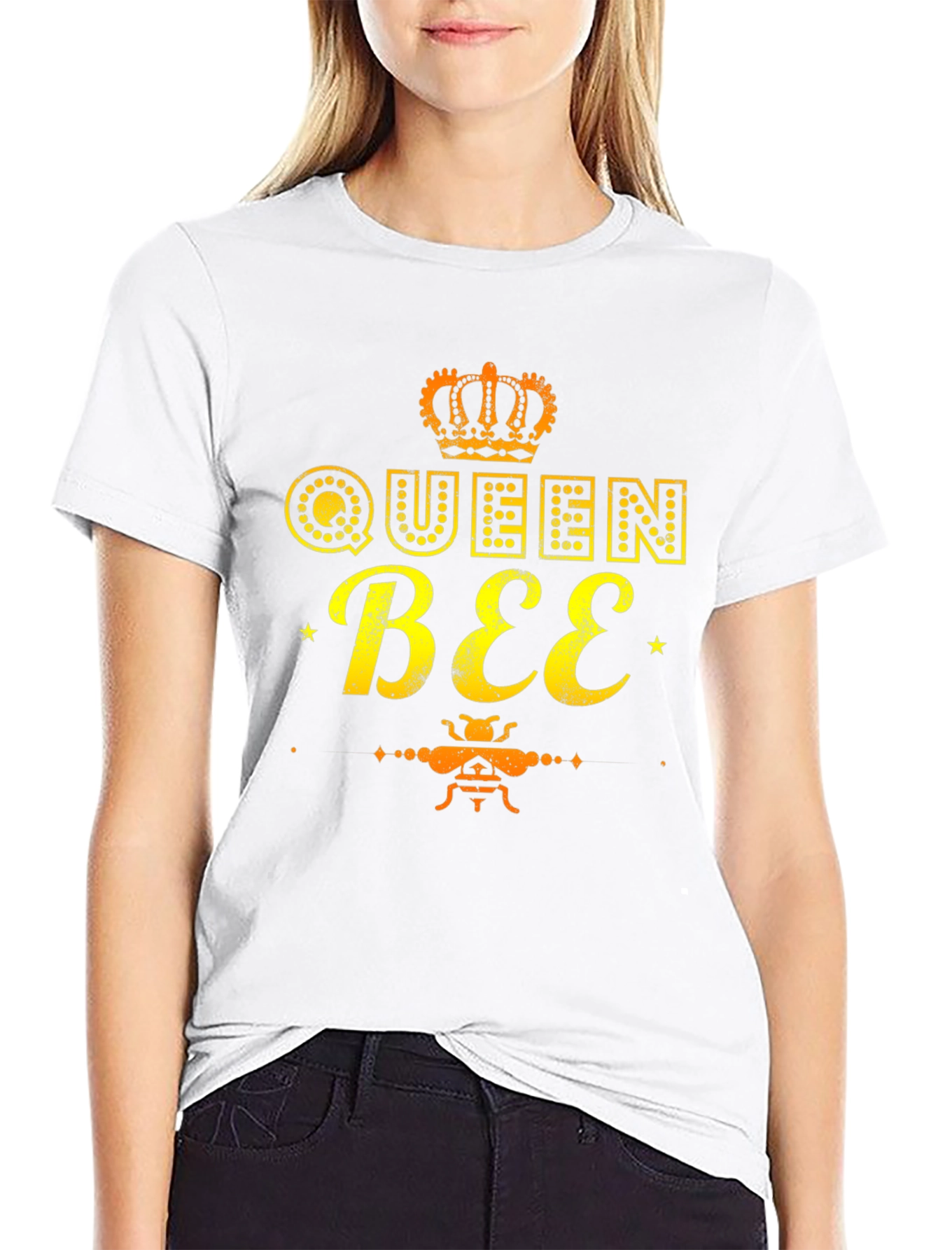 Queen Bee Graphic Tee - Black Cotton T-Shirt
