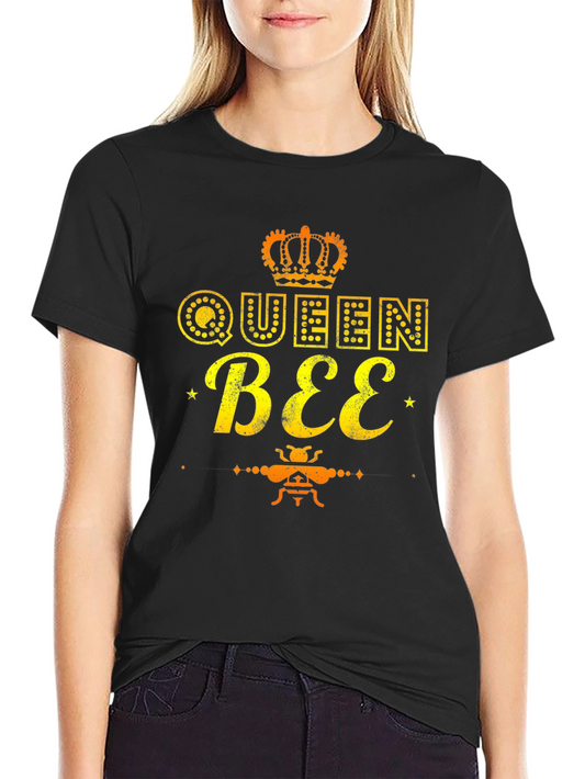 Queen Bee Graphic Tee - Black Cotton T-Shirt