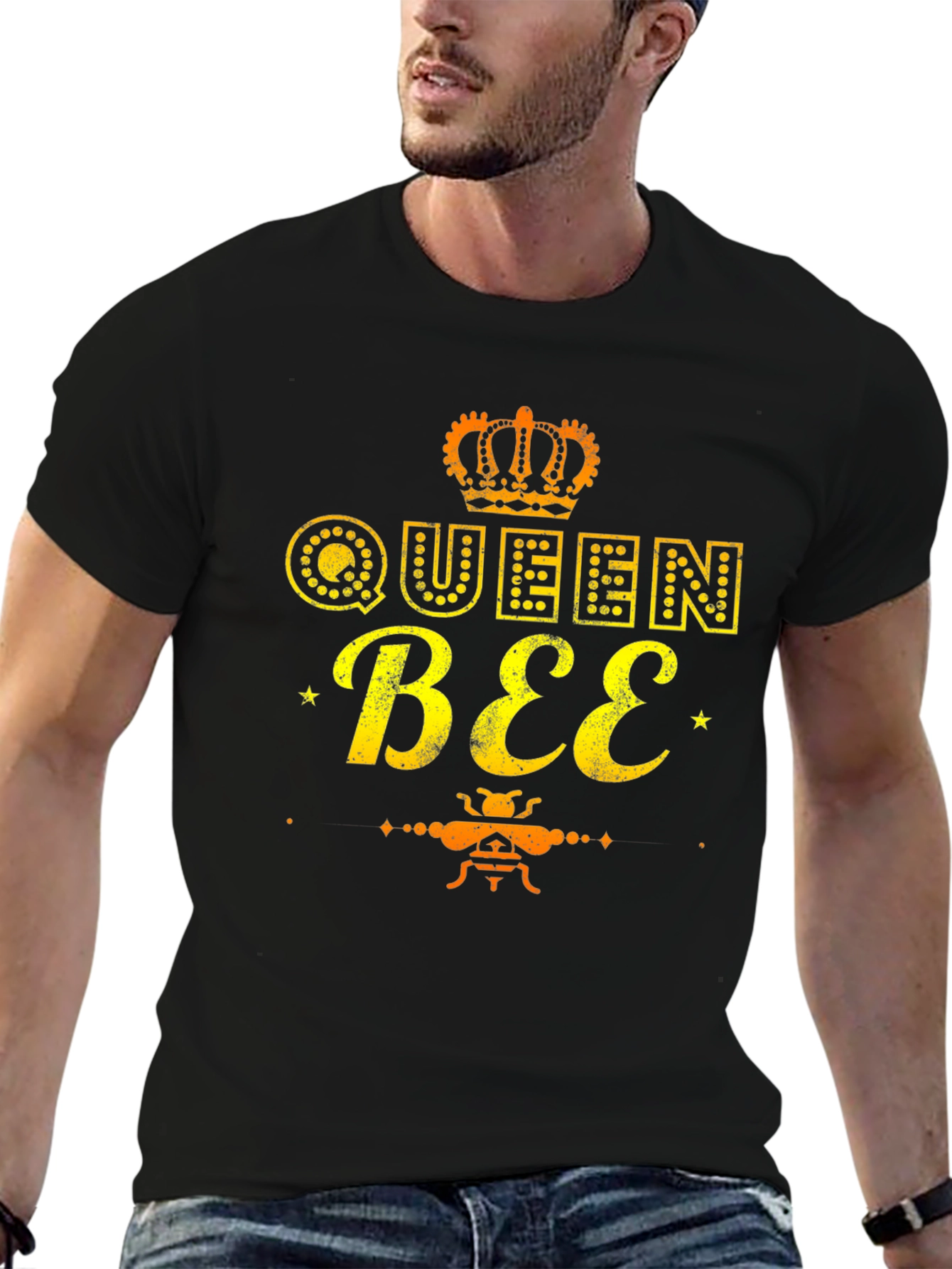 Queen Bee Graphic Tee - Black Cotton T-Shirt