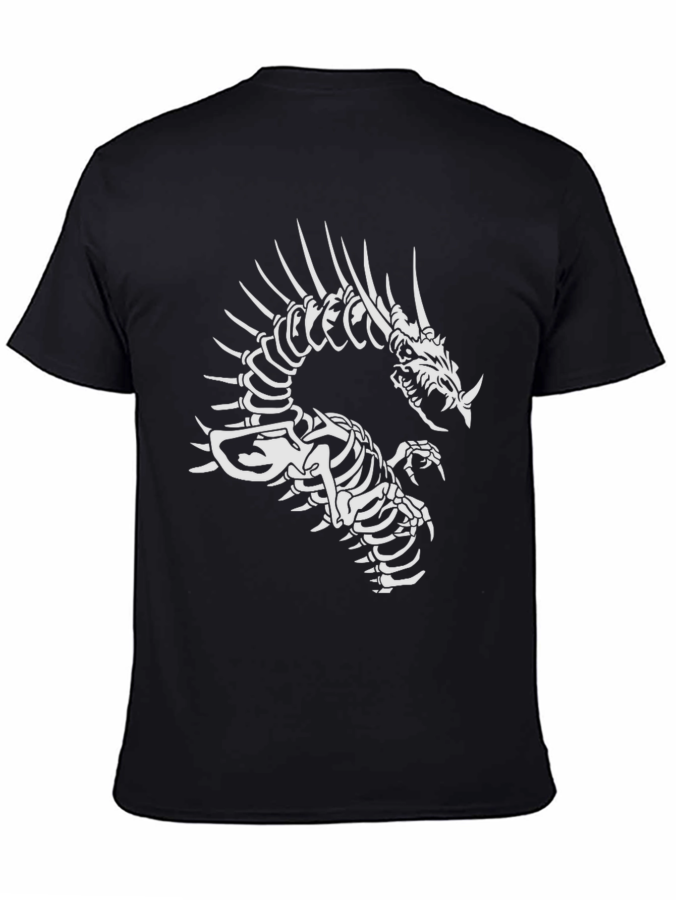 Skeleton Dragon Graphic T-Shirt - Black