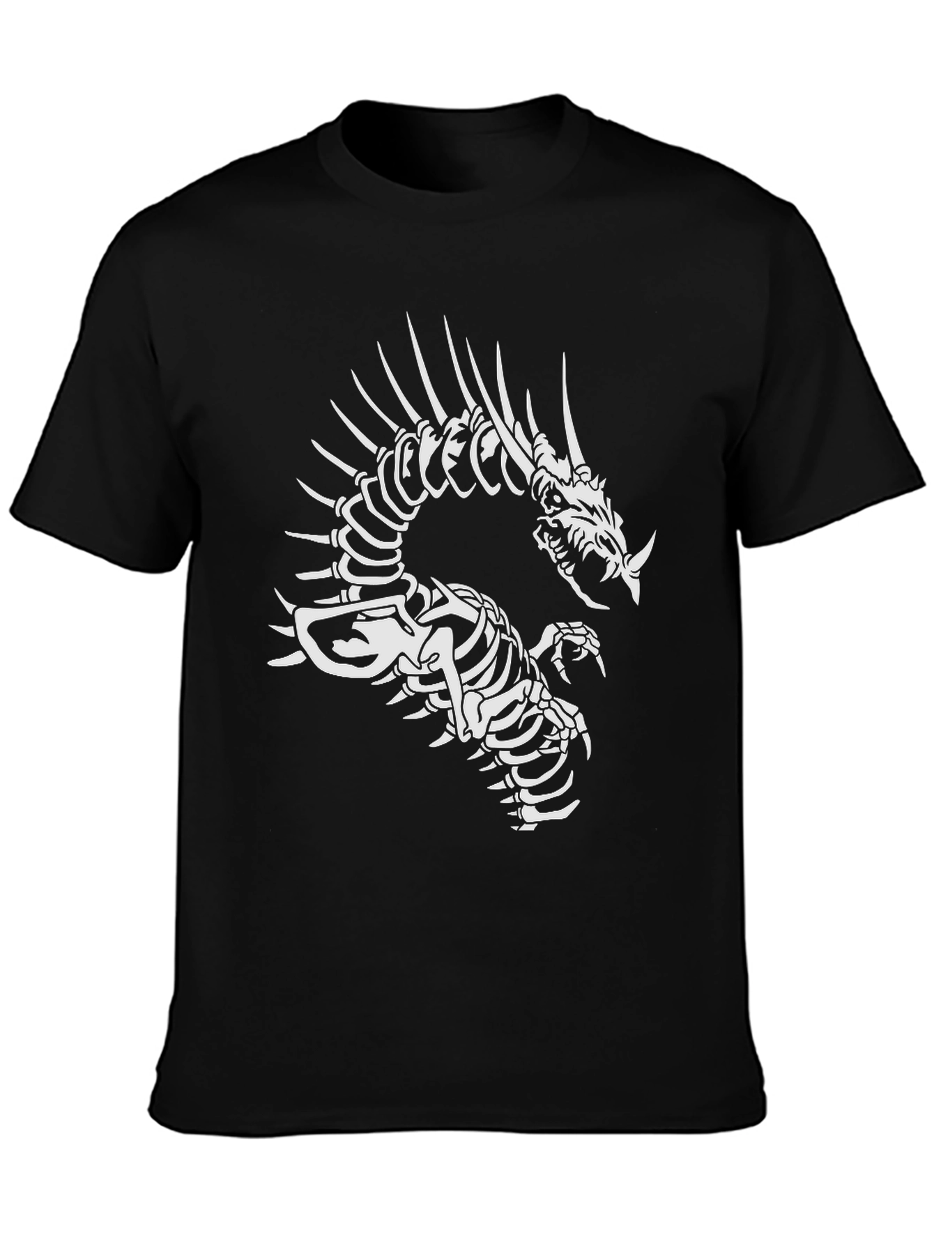 Skeleton Dragon Graphic T-Shirt - Black