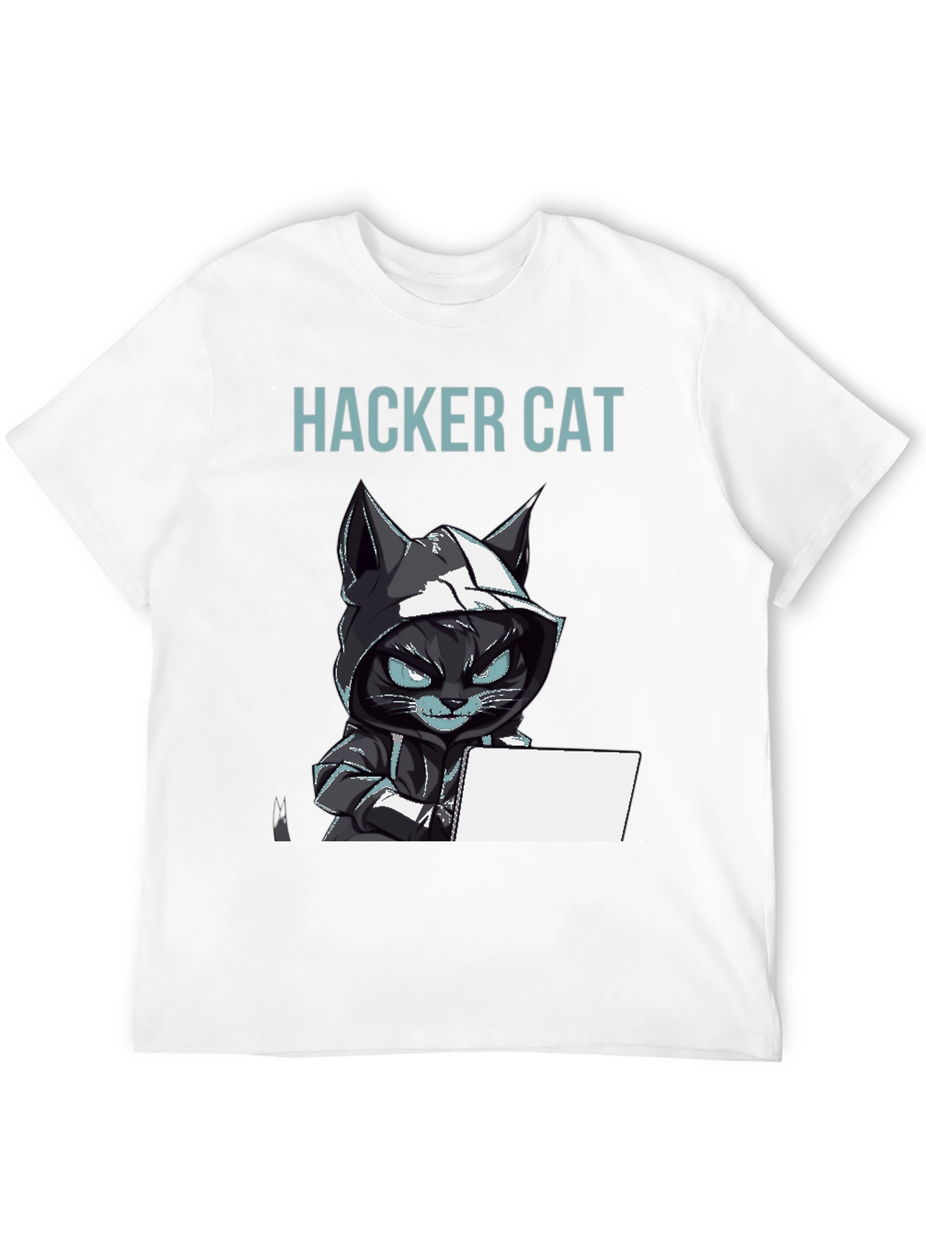 Hacker Cat Graphic T-Shirt - Black Tee