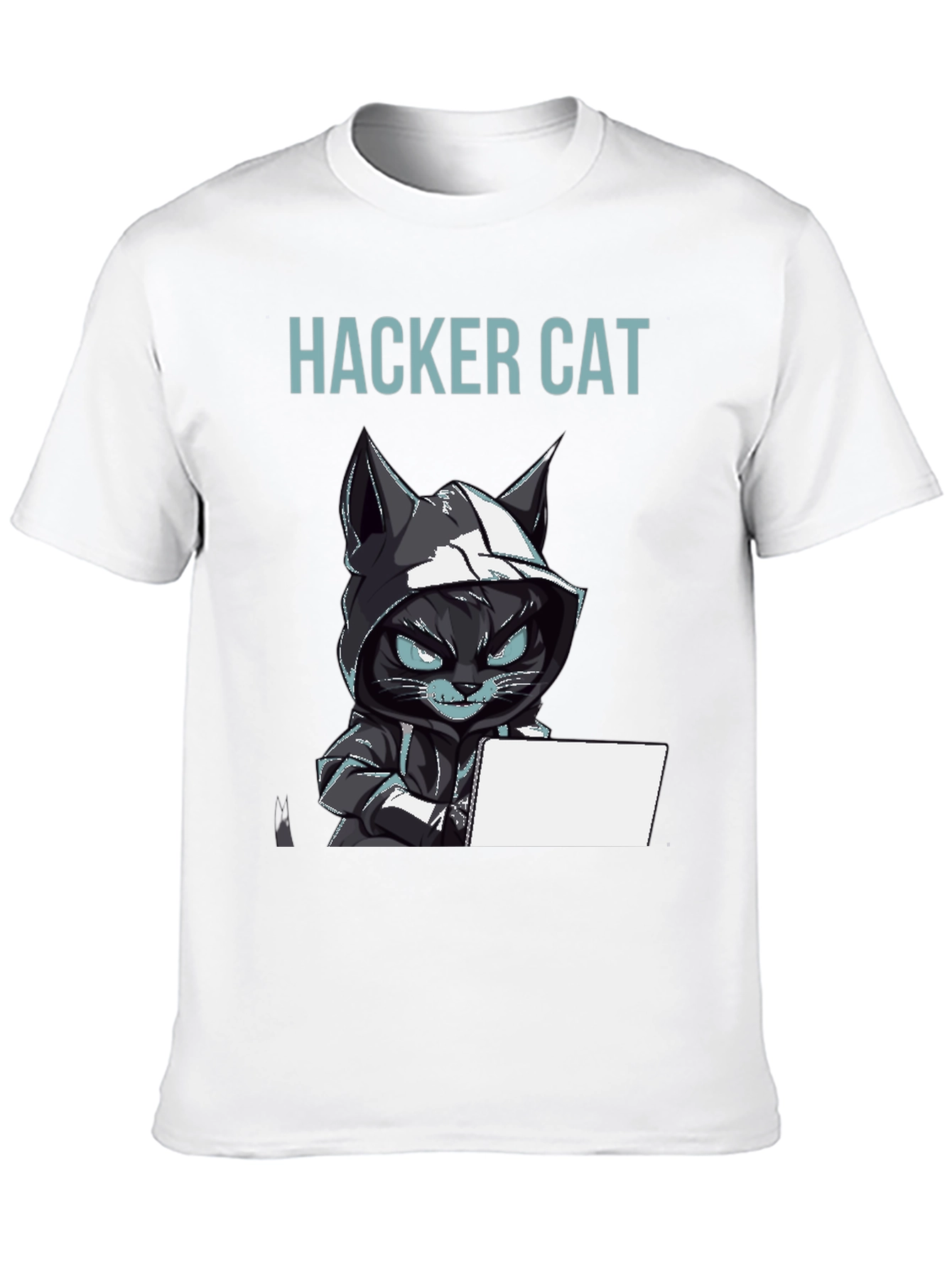 Hacker Cat Graphic T-Shirt - Black Tee