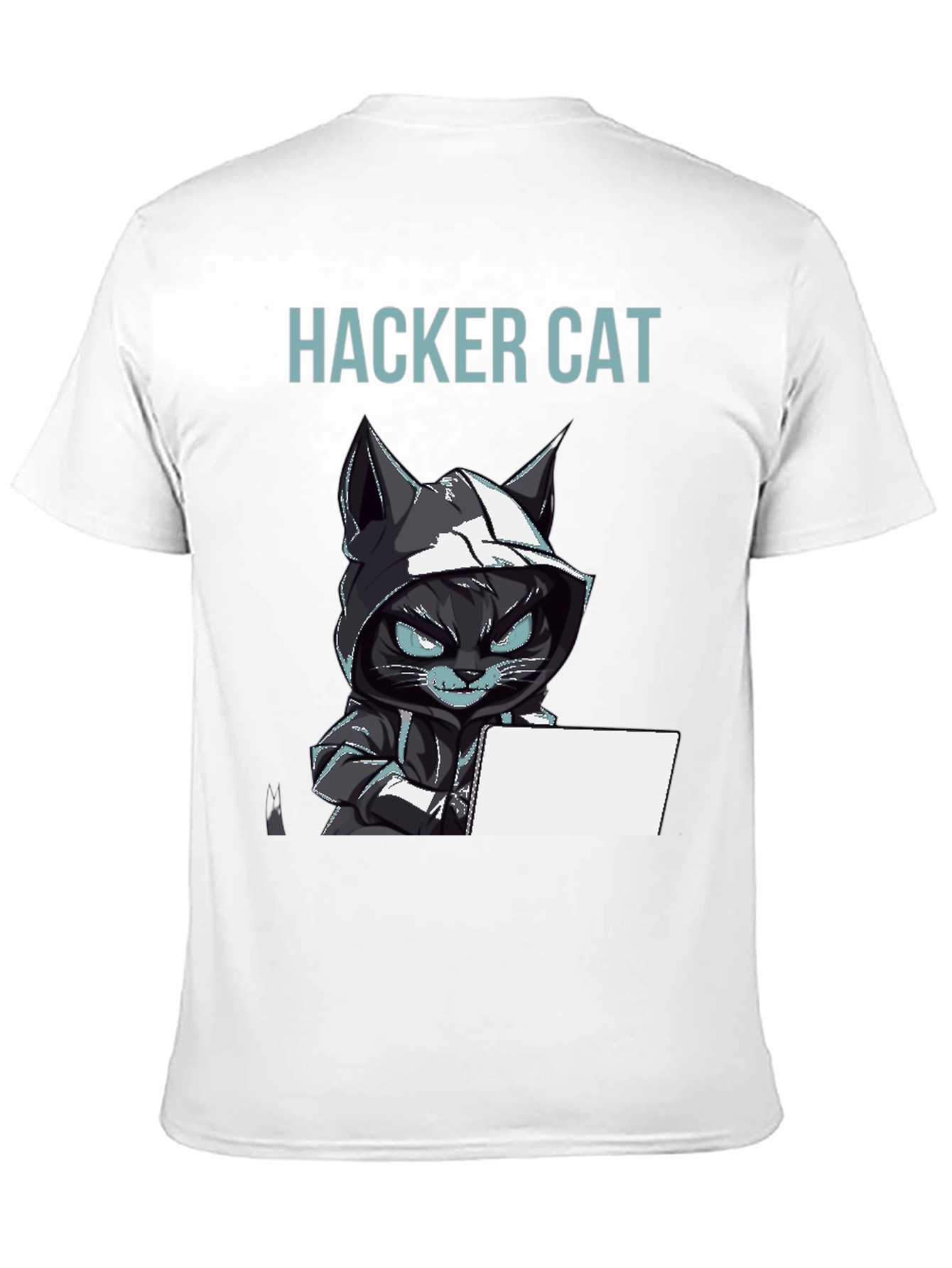 Hacker Cat Graphic T-Shirt - Black Tee