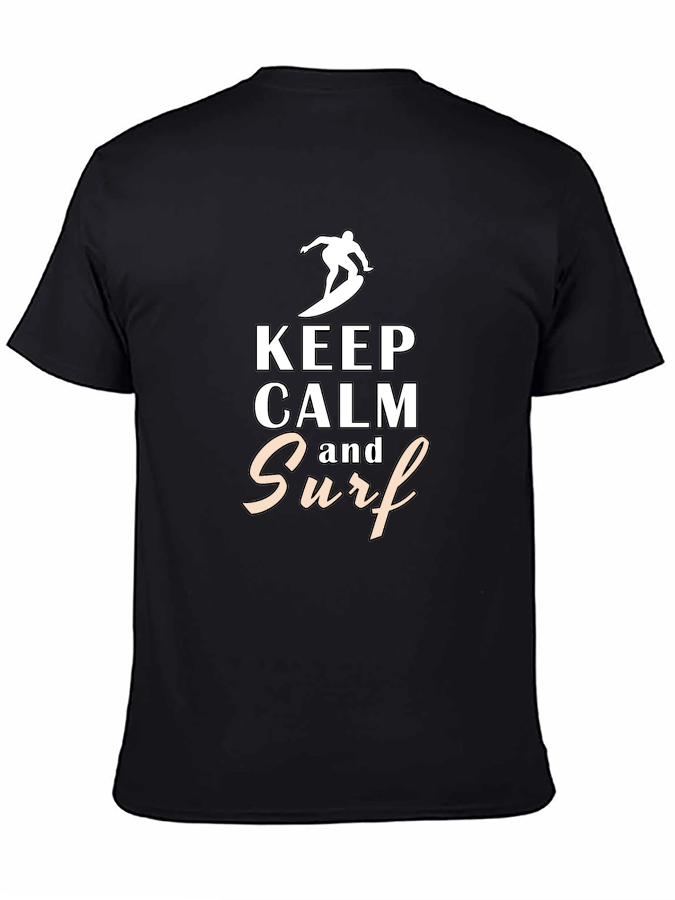 Keep Calm and Surf Black Graphic Tee
