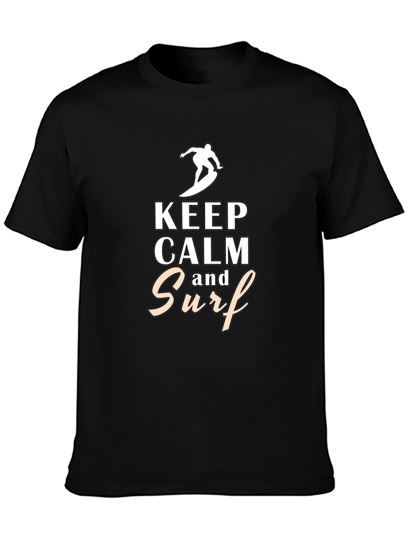 Keep Calm and Surf Black Graphic Tee
