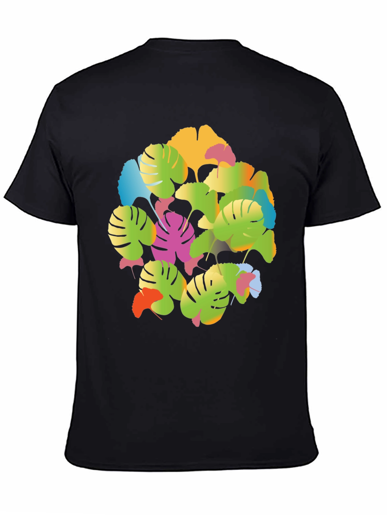 Tropical Leaf Print T-Shirt - Vibrant Graphic Tee