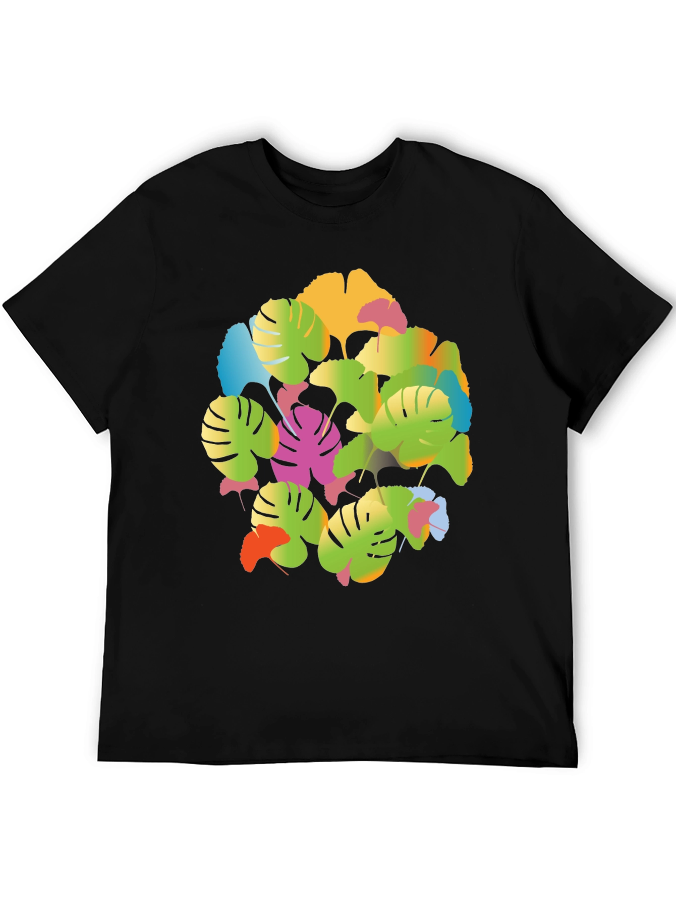 Tropical Leaf Print T-Shirt - Vibrant Graphic Tee